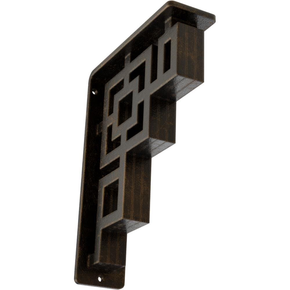Ekena Millwork BKTM02X05X08TERABS Eris 5.5-in x 2-in x 8-in Antique brass Wrought iron Mounting bracket