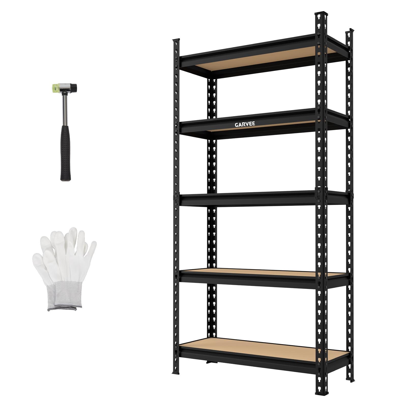 IdealHouse Heavy Duty 5-Tier Metal Storage Rack - Adjustable Utility Shelving Unit with Sturdy Powder - Coated Steel Frame and MDF Shelves - 2204 lbs Capacity - Freestanding Tool Organizer for Kitchen Pantry Basement Laundry