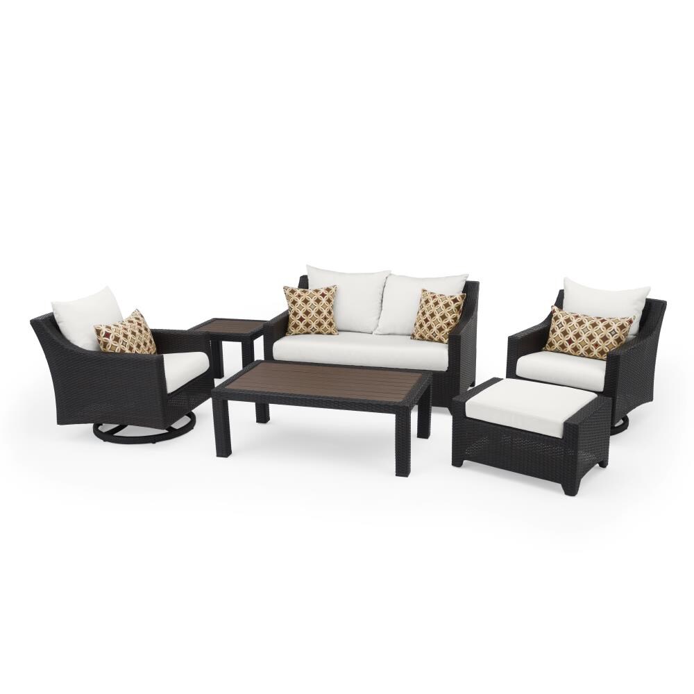 RST Brands OP-PEOSS6MT-MOR-K Deco 6-Piece Wicker Patio Conversation Set with Off-white Sunbrella Cushions