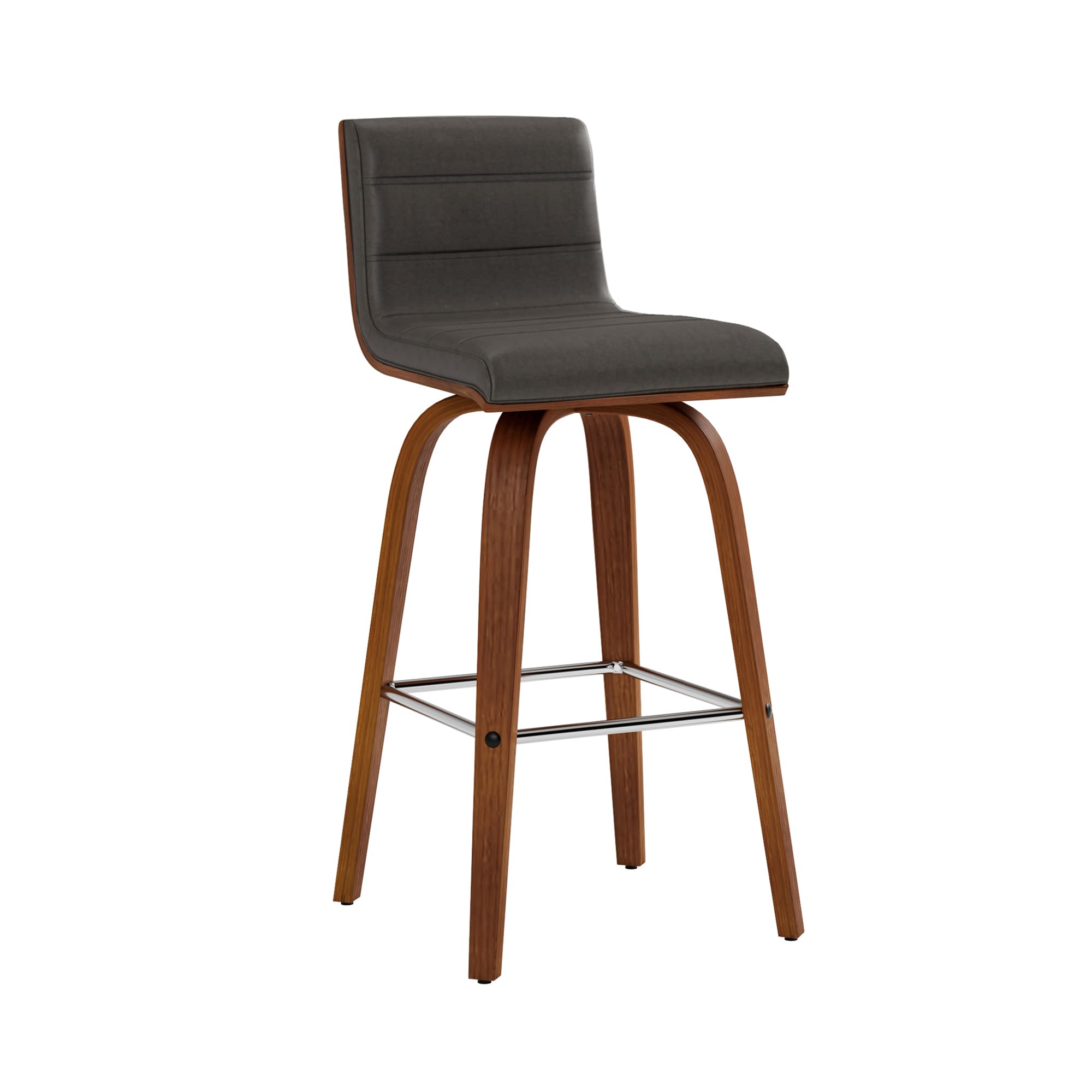 Armen Living LCVIBAGRWA26 Vienna Grey 26.0-in H Counter height Bucket seat Upholstered Swivel Wood Bar Stool and Back