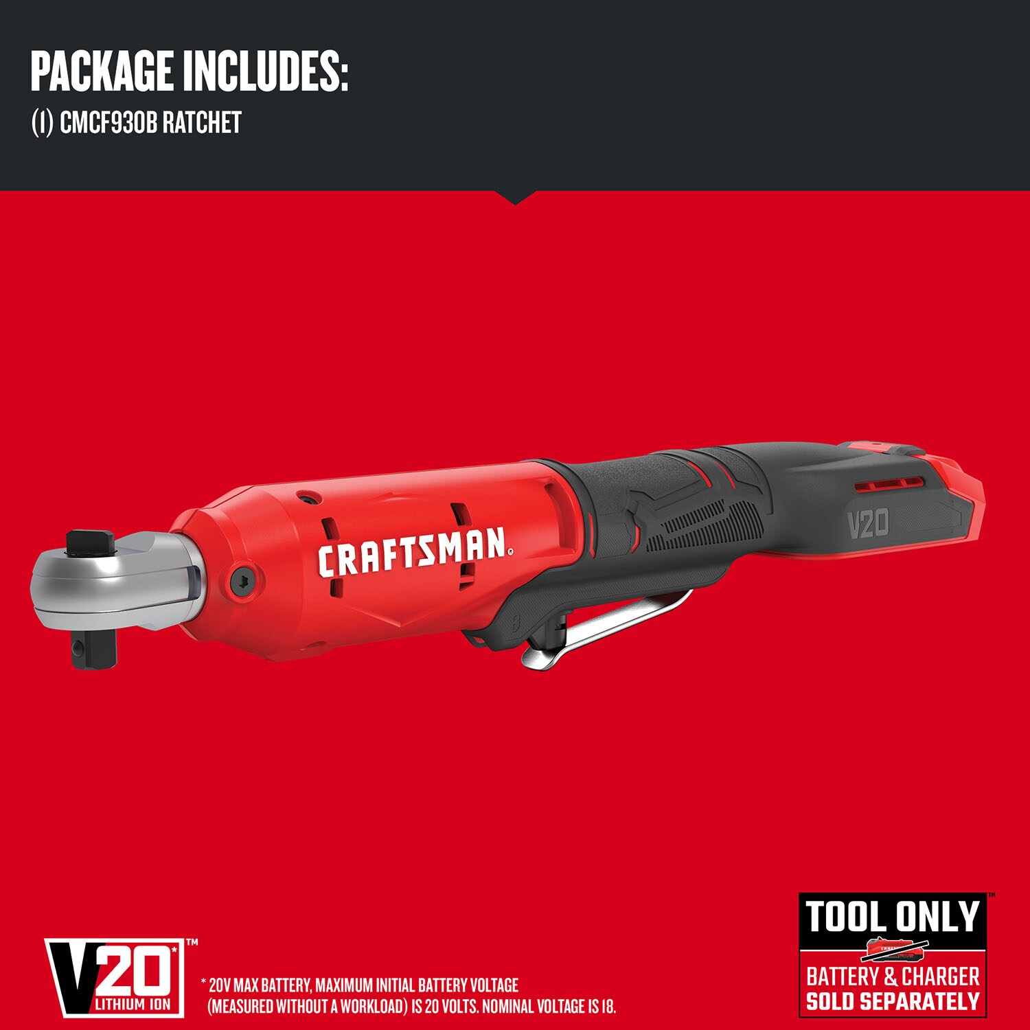 CRAFTSMAN V20 20-volt Max Variable 3/8-in Drive Cordless Ratchet Wrench (Bare Tool)