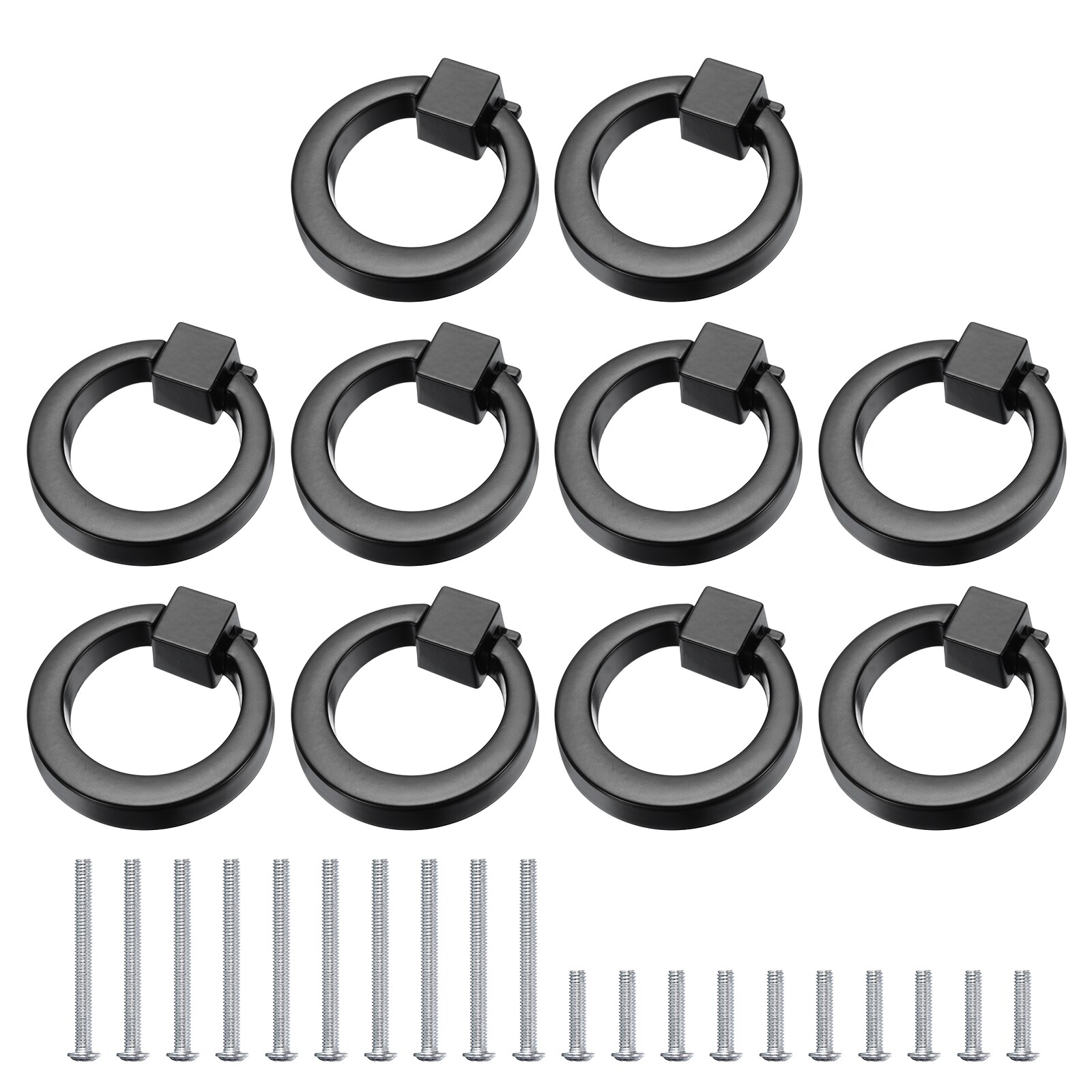 Unique Bargains 10pcs Matte Black Cabinet Knobs Zinc Alloy Drawer Knobs  with Screws Kitchen Hardware Drawer Pulls for Cupboard Wardrobe Dresser  Drawer in the Drawer Pulls department at Lowes.com
