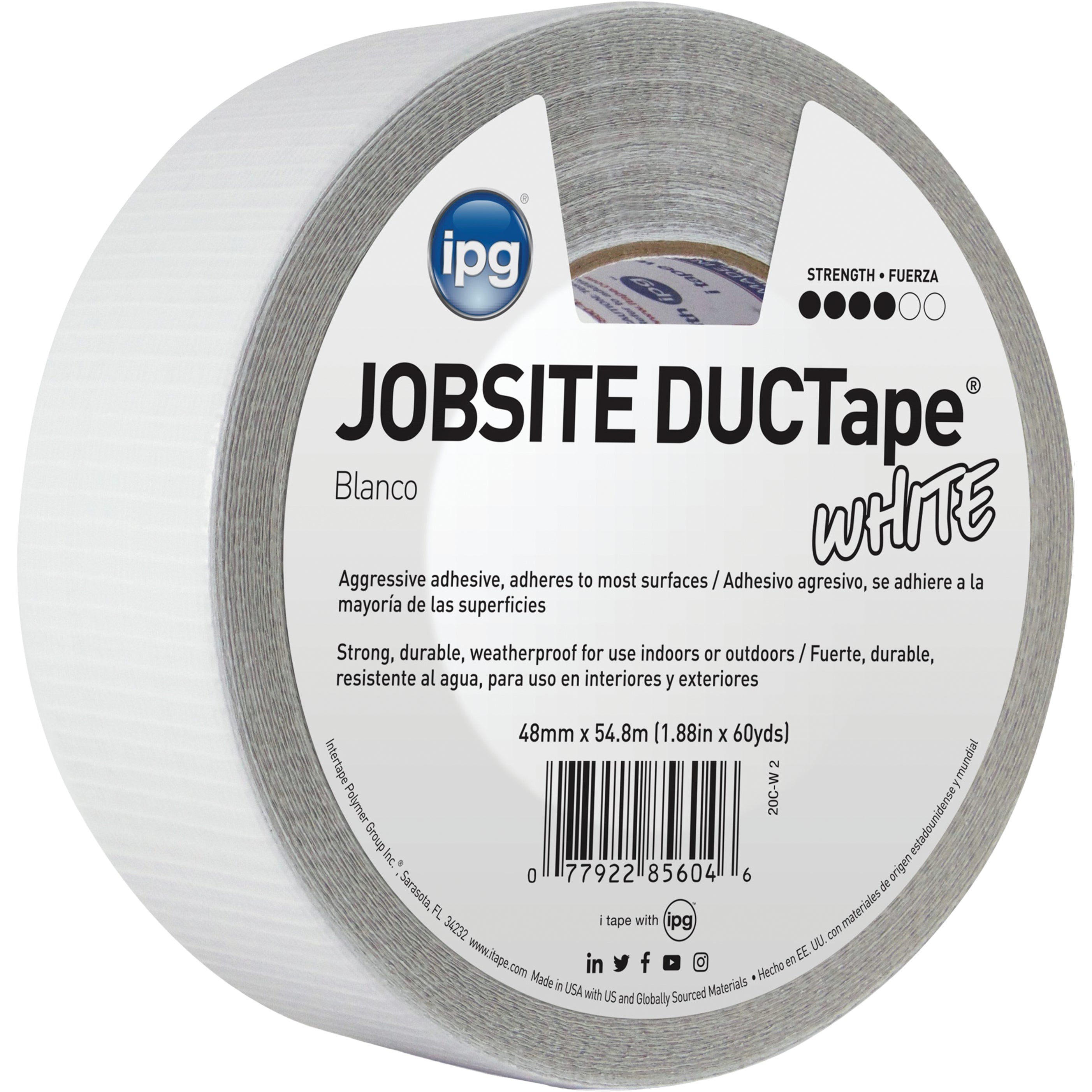 IPG  JobSite Colored Duct Tape Contractor Grade White 188 x 60 yd