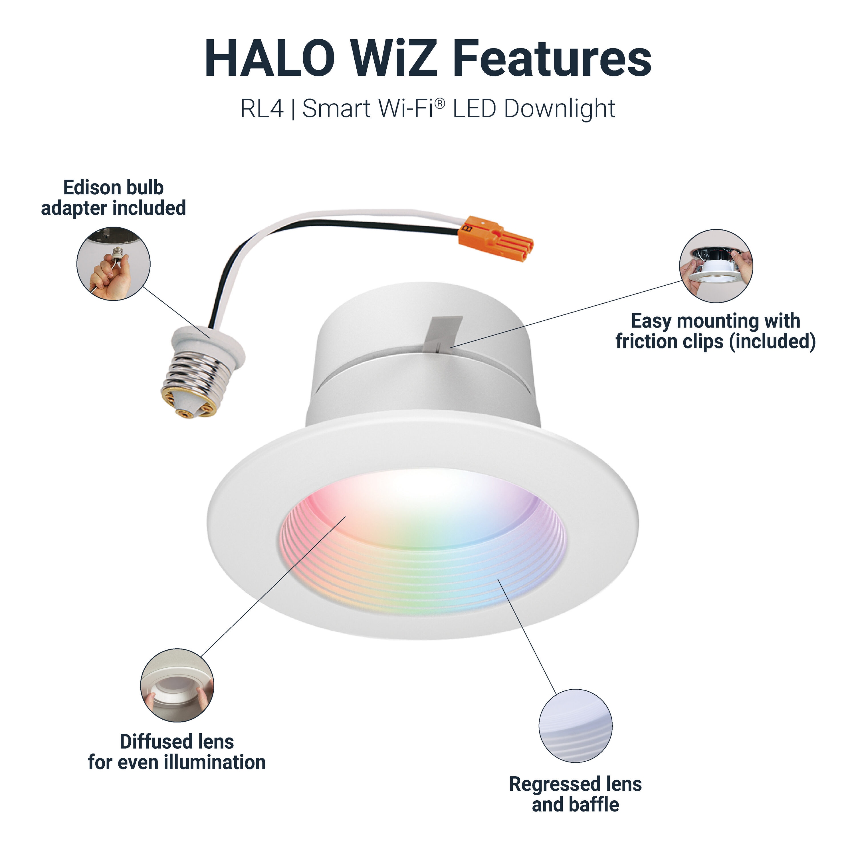 Halo Smart Bluetooth Compatibility White 4-in 632-Lumen Switchable White  Round Dimmable LED Recessed Downlight in the Recessed Downlights department  at
