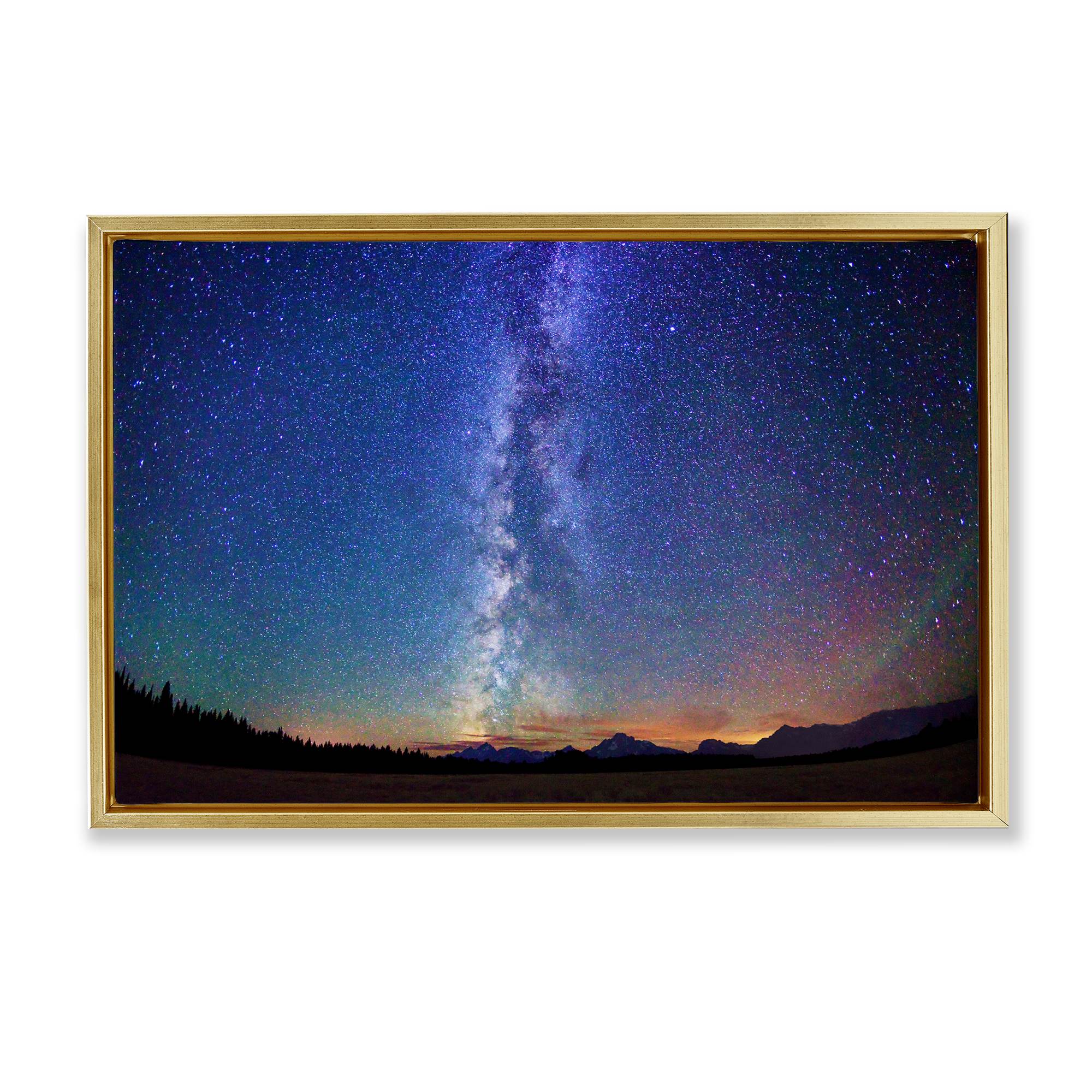 Stupell Industries BT-401-FFG-16X24 Milky Way Stars over Earth Gold Framed Floater Canvas Wall Art By Royce Bair 25 x 17