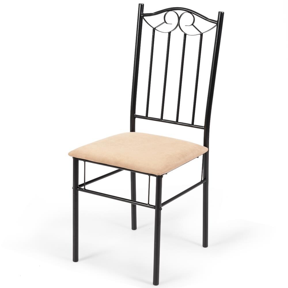 Elegant Hollow-Carved 5-Piece Wood & Metal Dining Set in Wooden Color