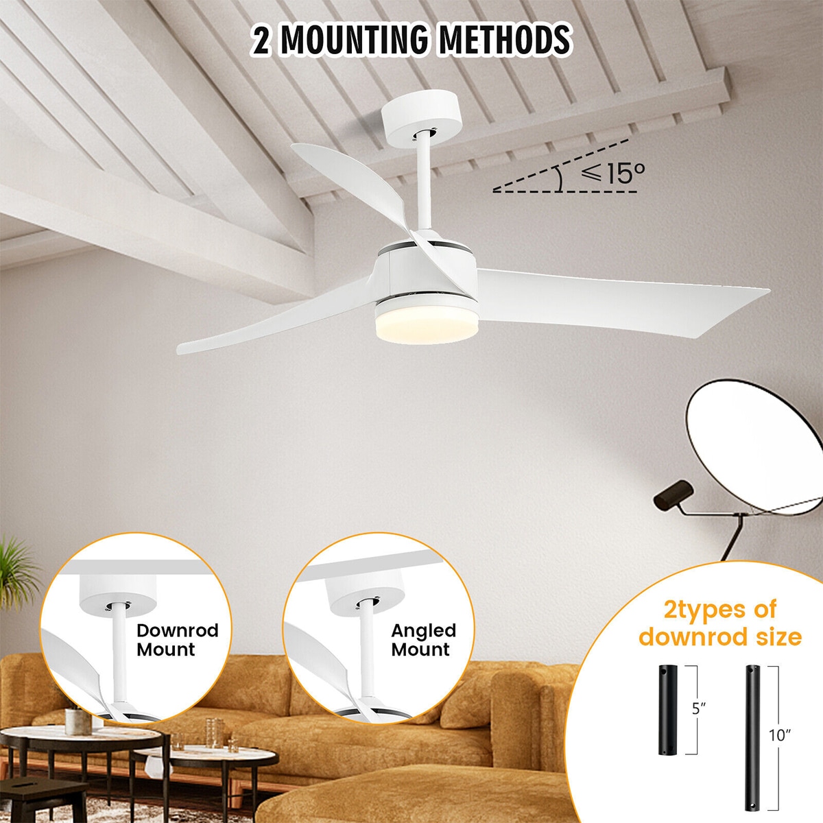 WELLFOR DFJ10186US-WH Ceiling-Fans - View #3