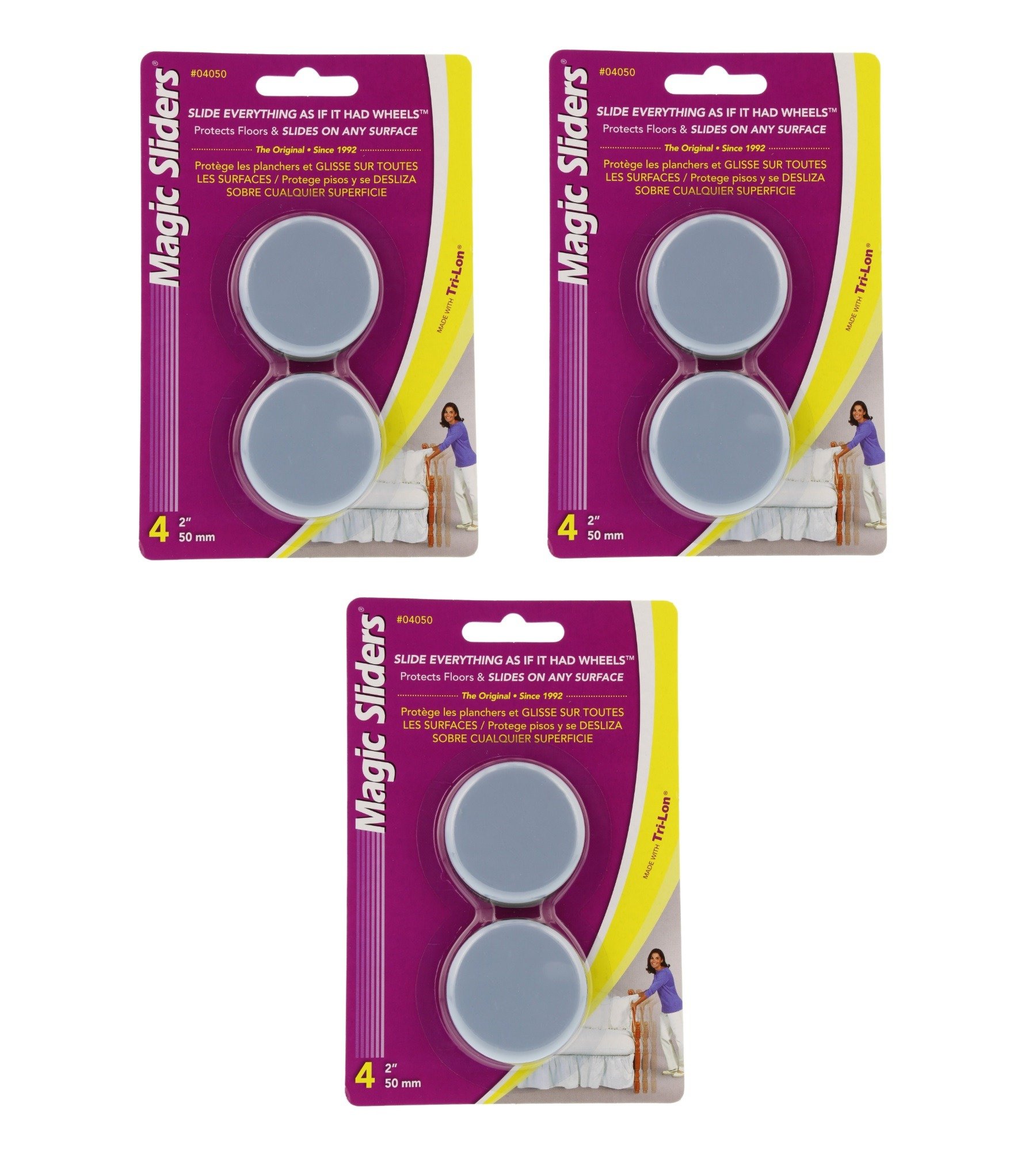 Magic  Sliders 04050 Self-Adhesive Discs 2 inch-4 Count (Pack of 3)