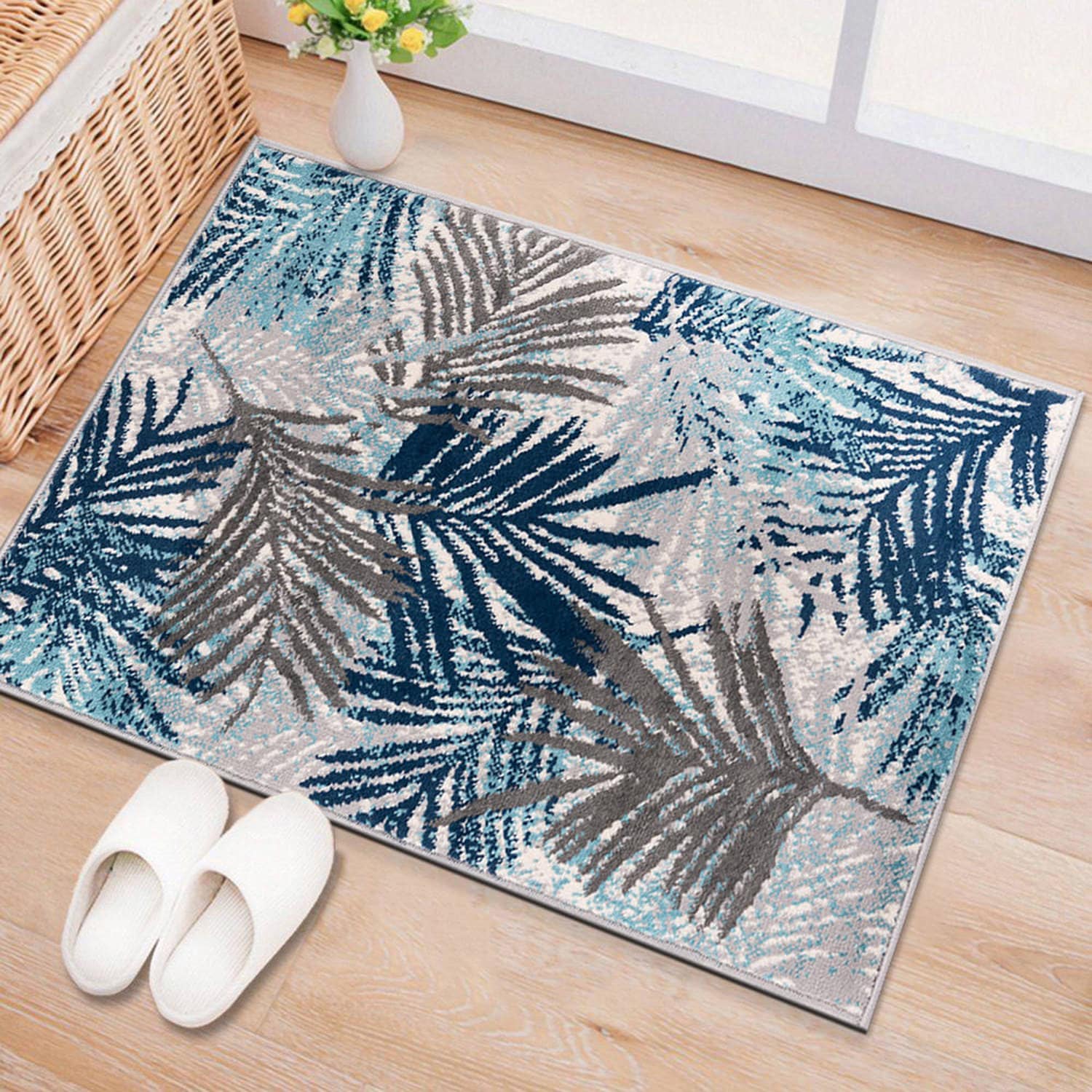 World Rug Gallery 4052BLUE2X3 2 x 3 (ft) Loomed Polypropylene Blue Rectangular Indoor Floral/Botanical Global Area rug