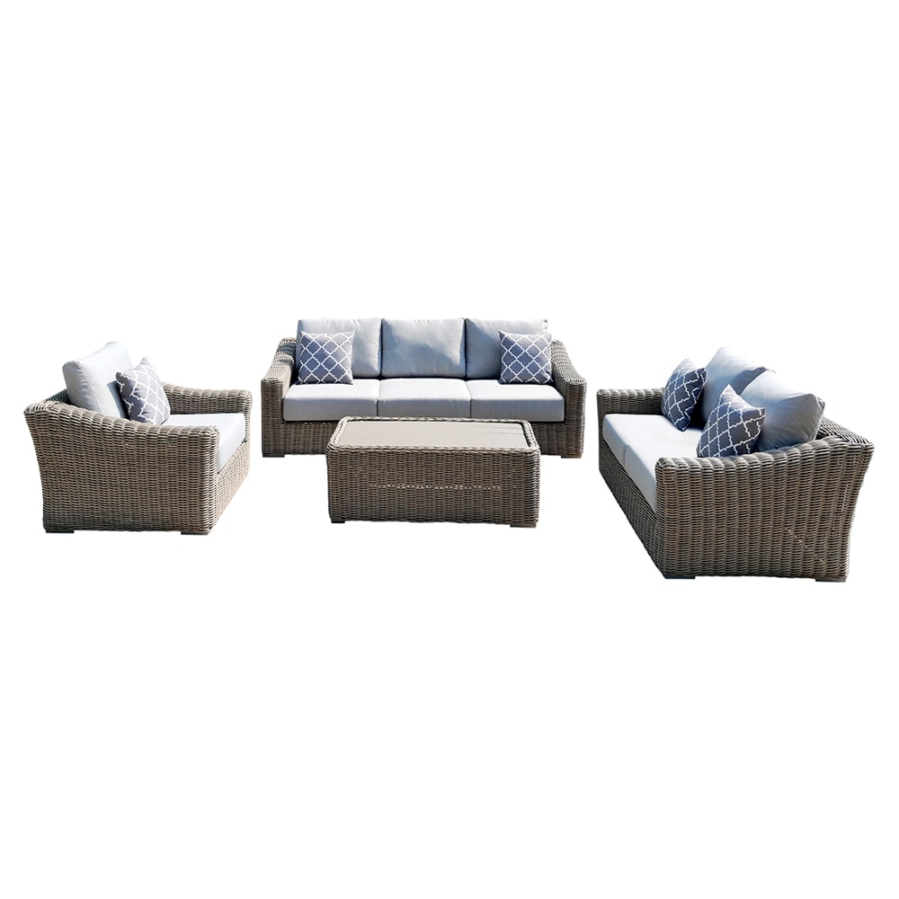 Teva Furniture EN-T-211DSS Tulum Wicker Outdoor Loveseat with Gray Cushions and Wicker Frame