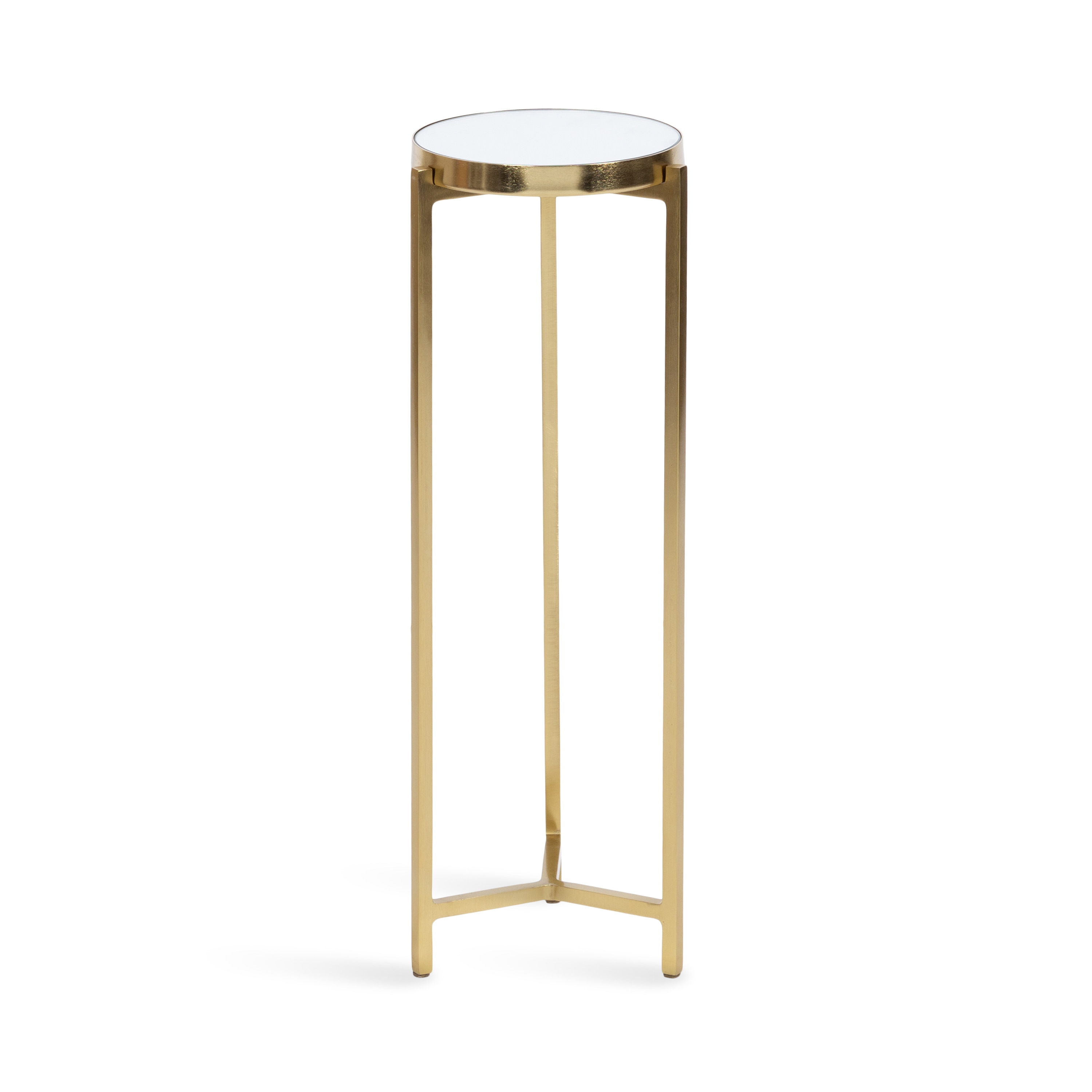 Kate and Laurel 227586 Aguilar 9.00-in W x 23.00-in H Gold Mirror Round Glam End Table