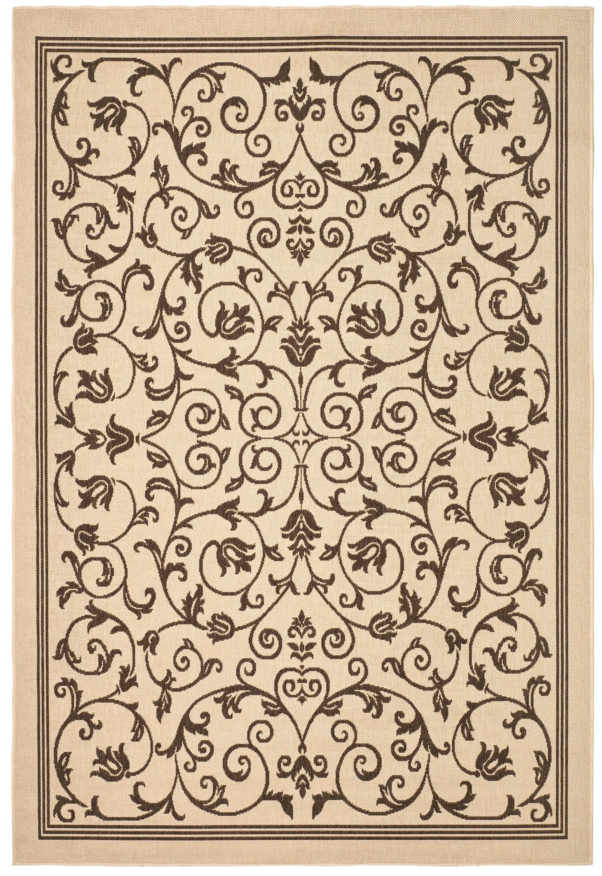 Safavieh CY2098-3001-8 Courtyard Heirloom Gate 8 x 11 (ft) Loomed Polypropylene Natural/Brown Rectangular Indoor/Outdoor Floral/Botanical Coastal Area rug