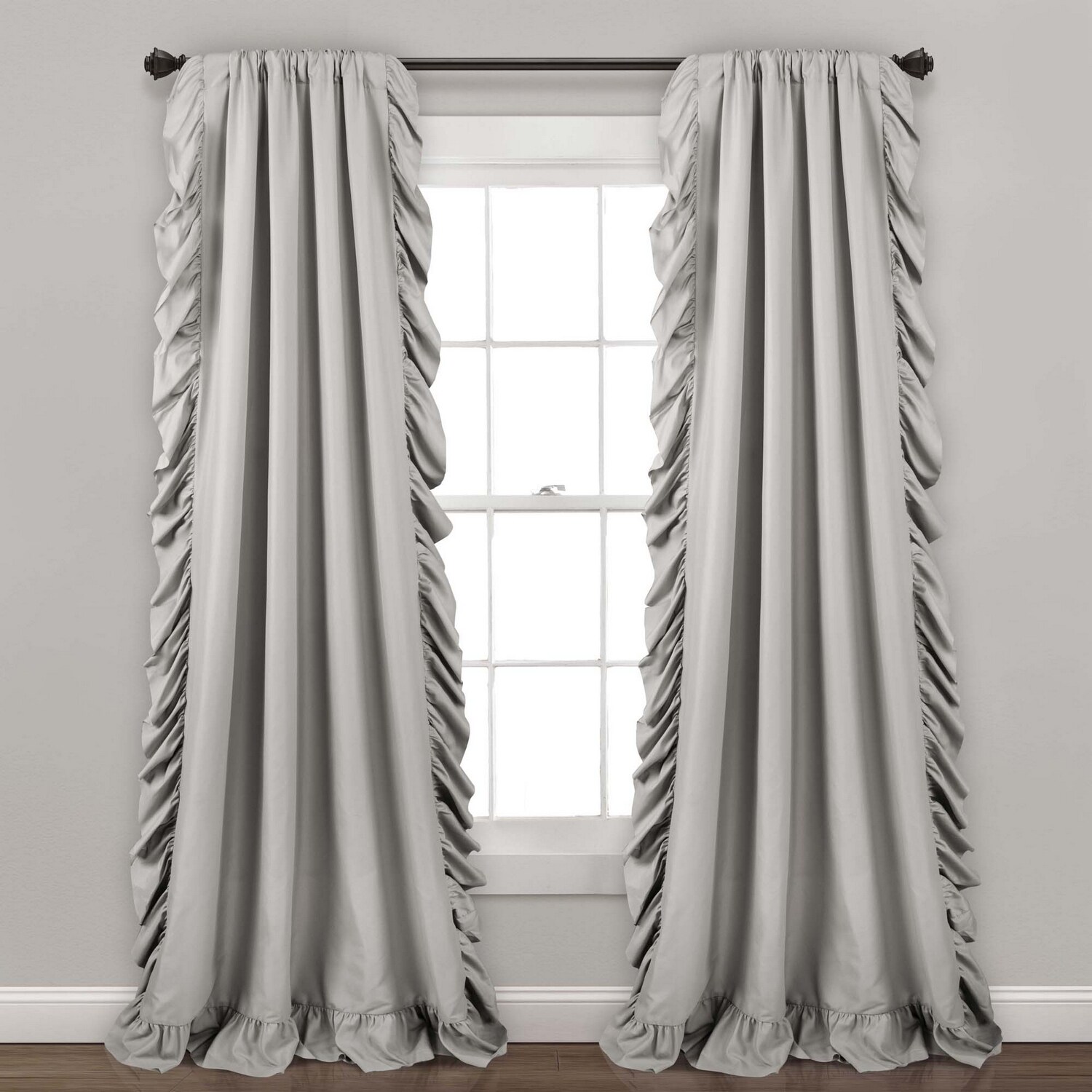 Lush Decor 16T003615 84-Inches Light Gray Rod pocket Curtain panel pair