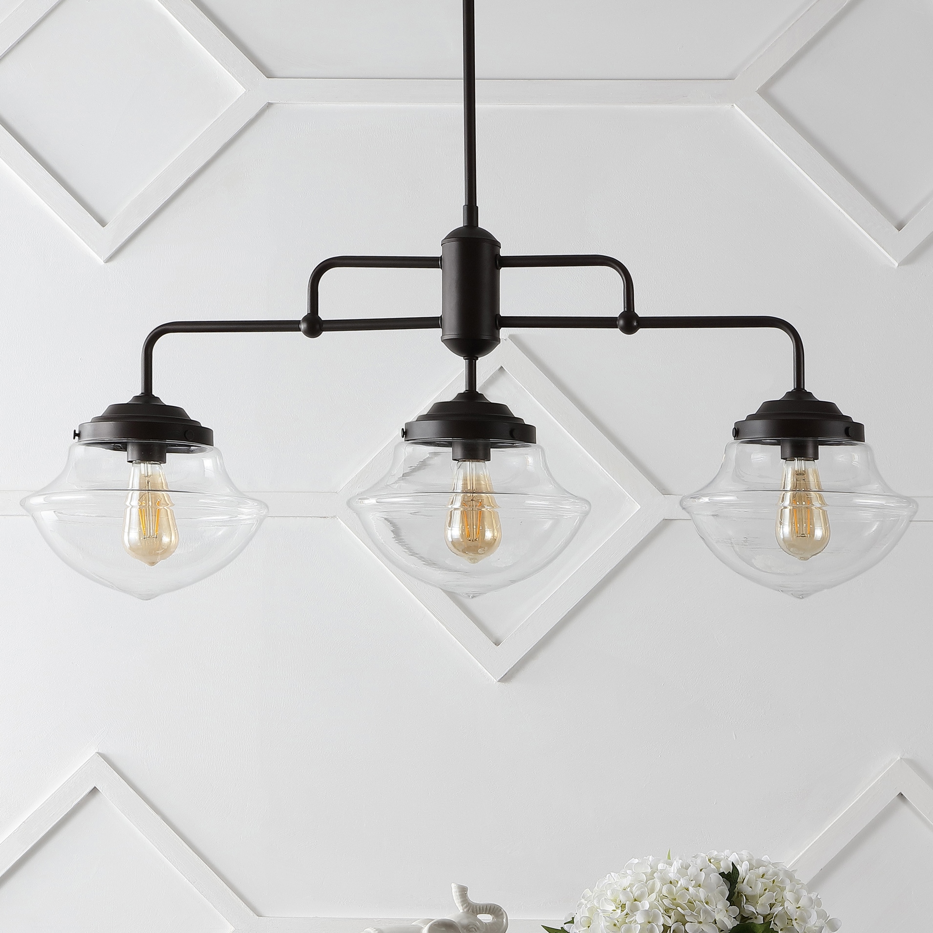 Avery 37.5" Oil-Rubbed Bronze 3-Light Industrial Rustic LED Linear Pendant