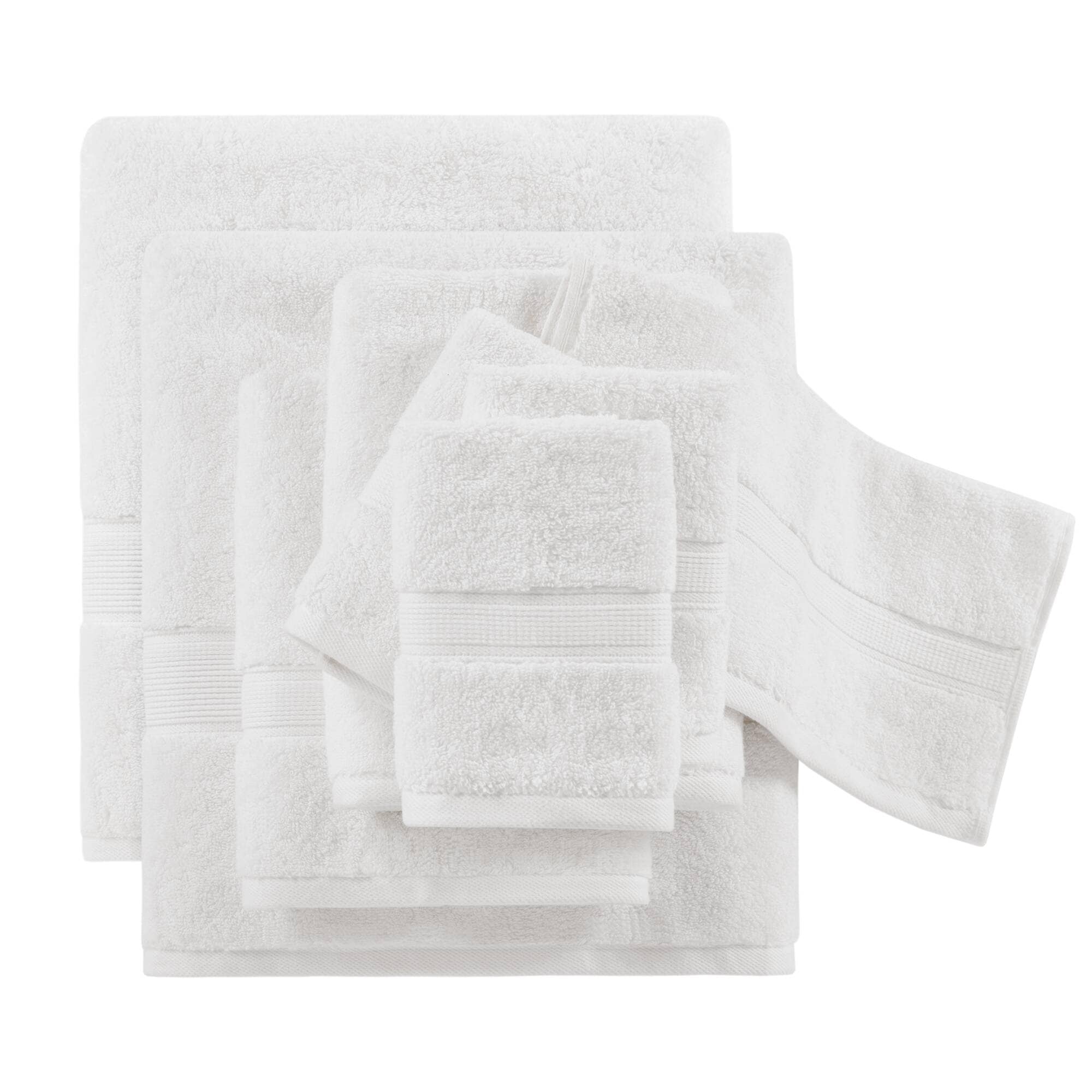 Madison Park Signature MPS73-188 8-Piece White Cotton Quick Dry Bath Towel Set (800 GSM)