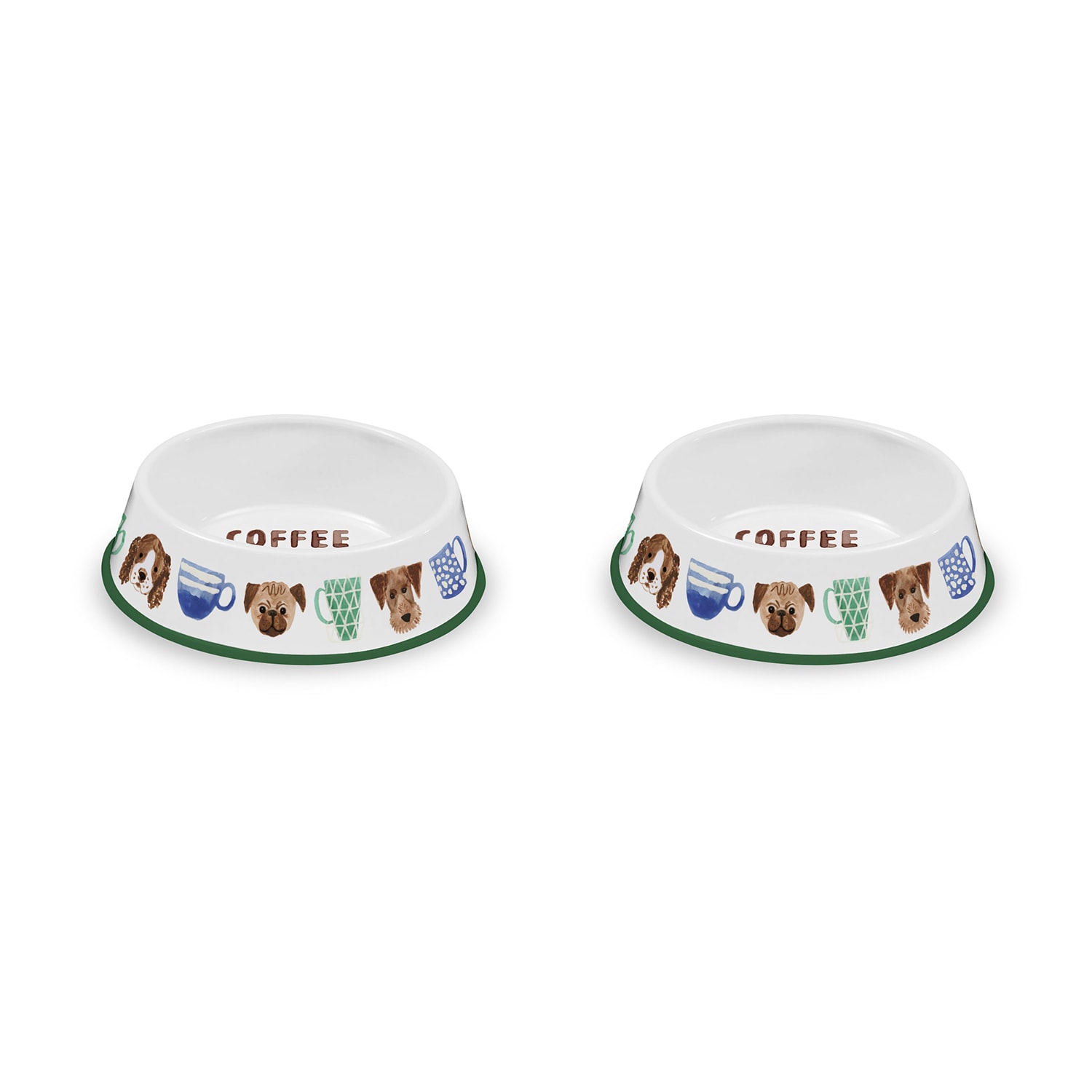 TarHong - Coffee Dogs 48-oz Melamine Dog/Cat Bowl set 2 Bowls
