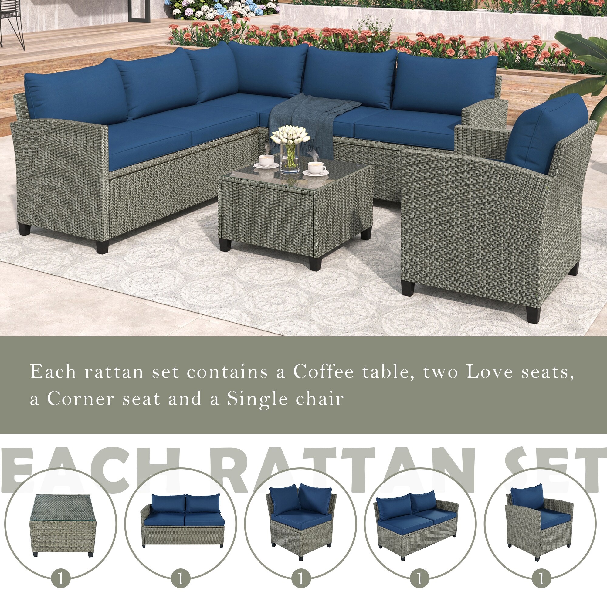 Clihome IO-40W06-BL Patio-Conversation-Sets - View #3