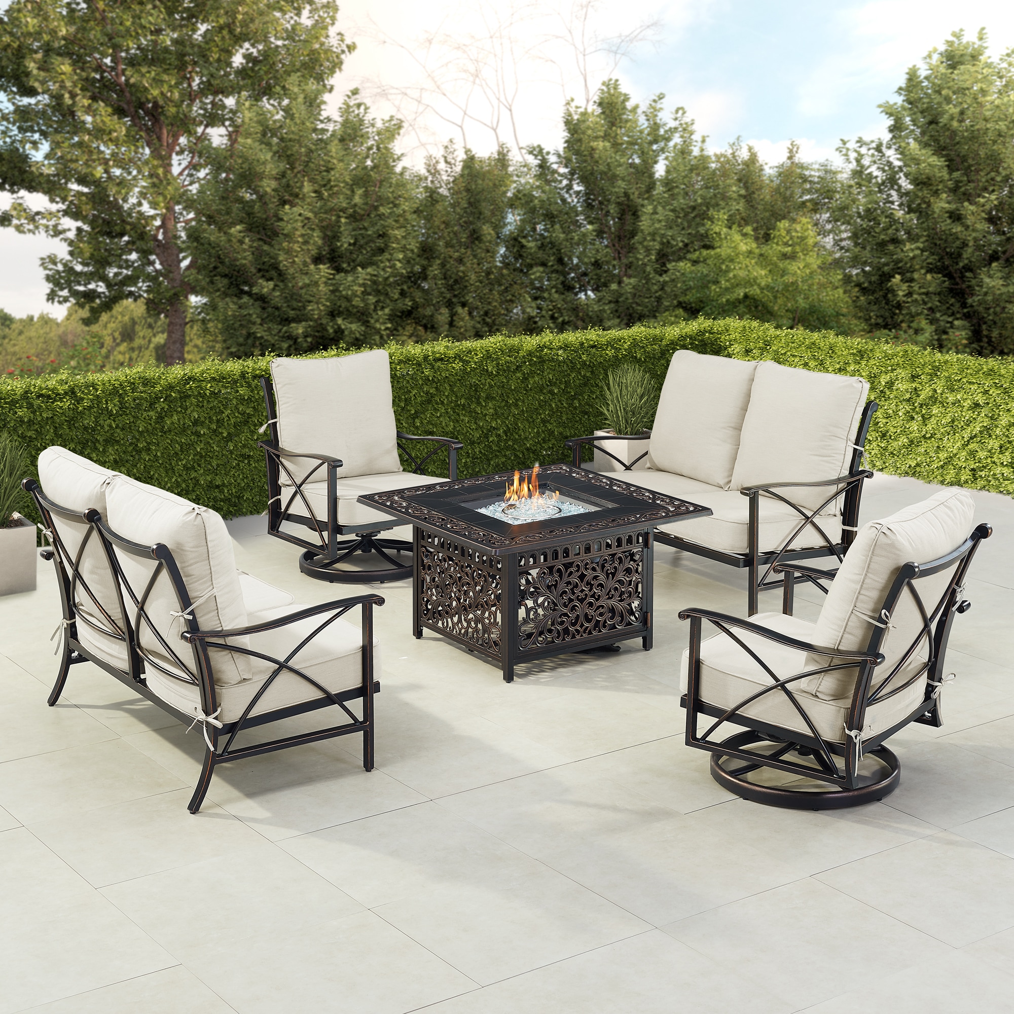 Oakland Living AHRI2LS2CHMAYANLGCUA 18-Piece Patio Conversation Set with Gray Cushions