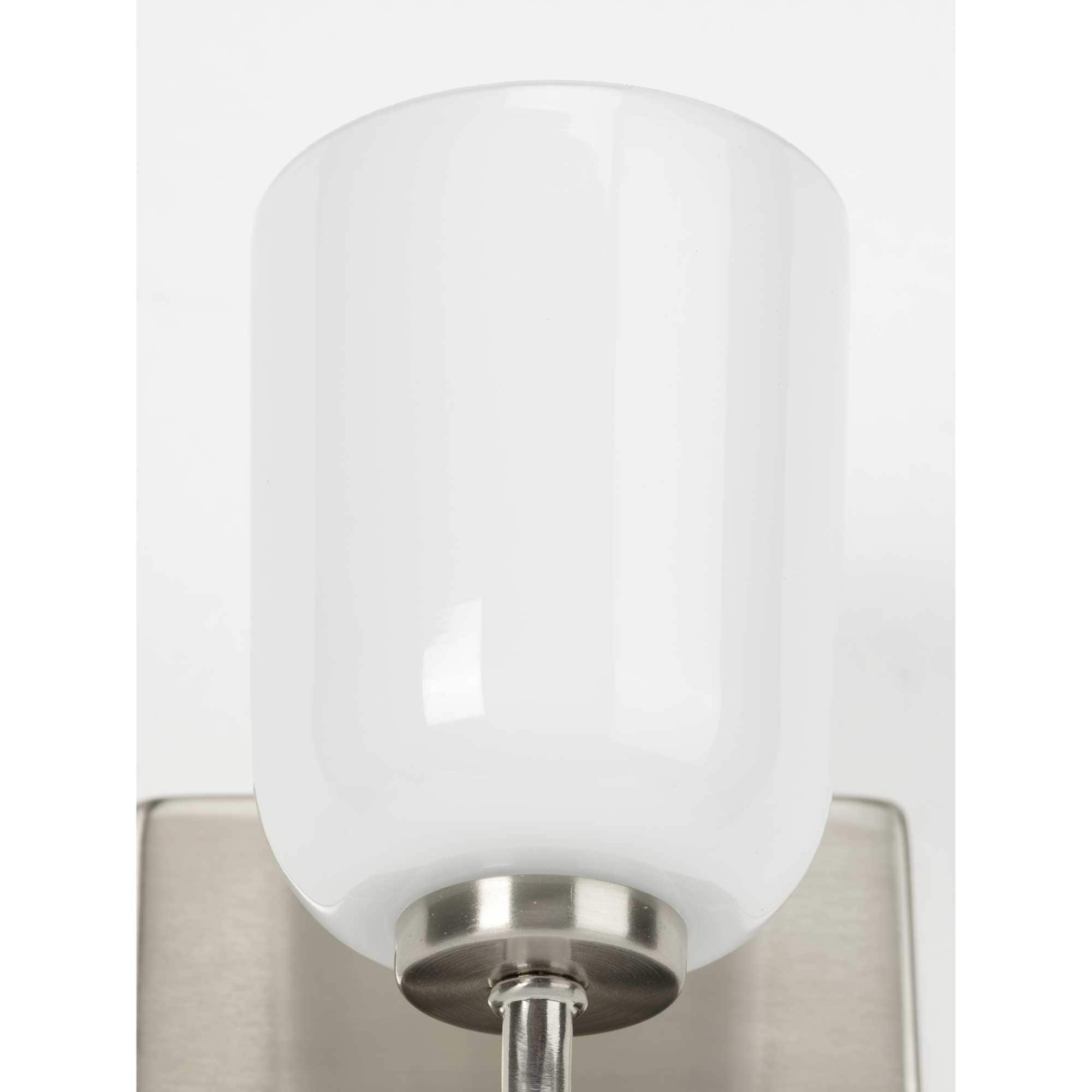 Brushed Nickel White Opal Glass Dimmable Bath Vanity Light