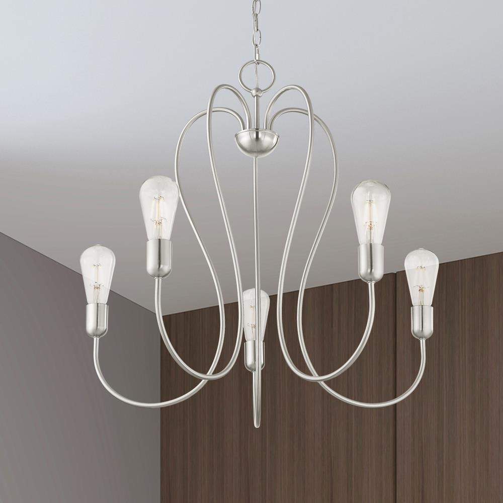 Brushed Nickel and Crystal 5-Light Candle Chandelier