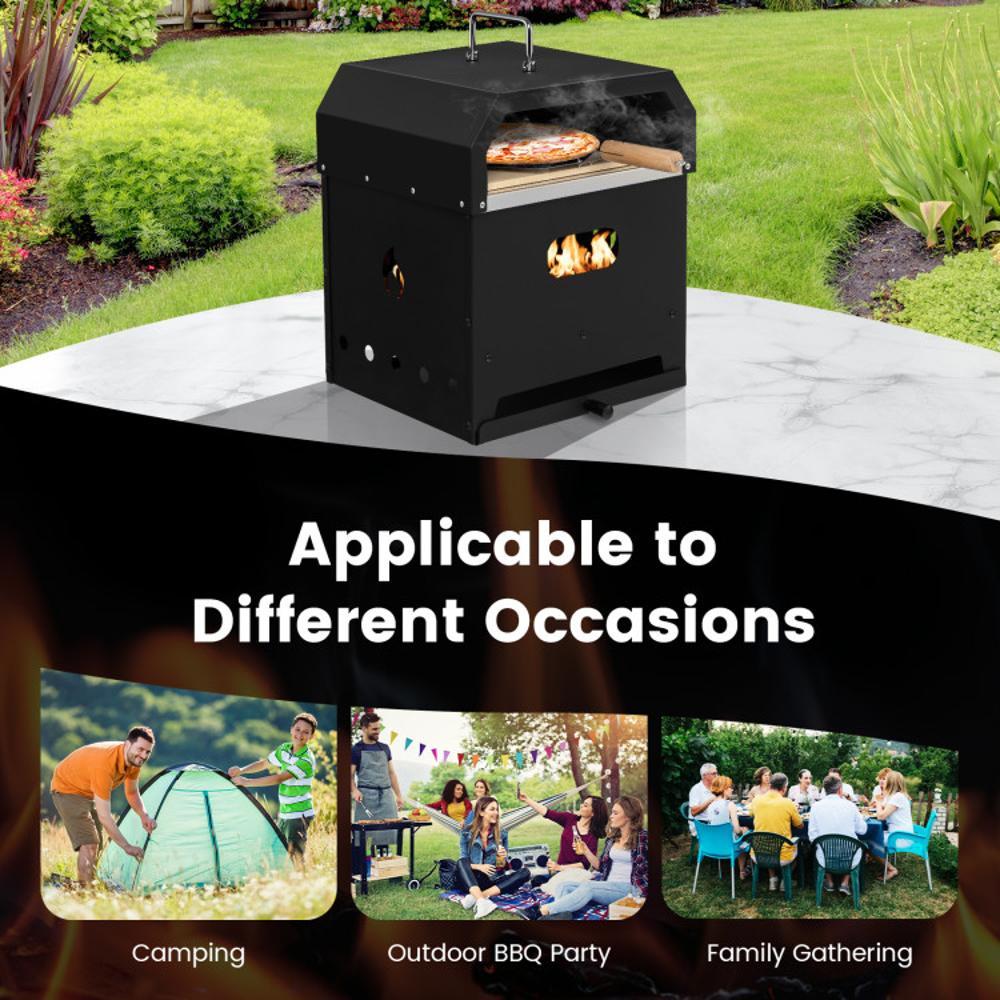 BABOOM 4-in-1 Black Metal Outdoor Portable Pizza Oven with 12-Inch ...