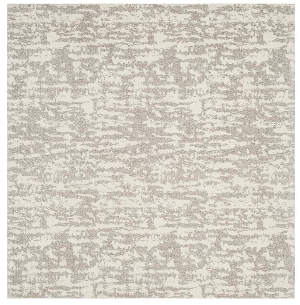 Safavieh MRB631A-6SQ Marbella Florette 6 x 6 (ft) Loomed Polyester Light Gray/Ivory Square Indoor Abstract Area rug