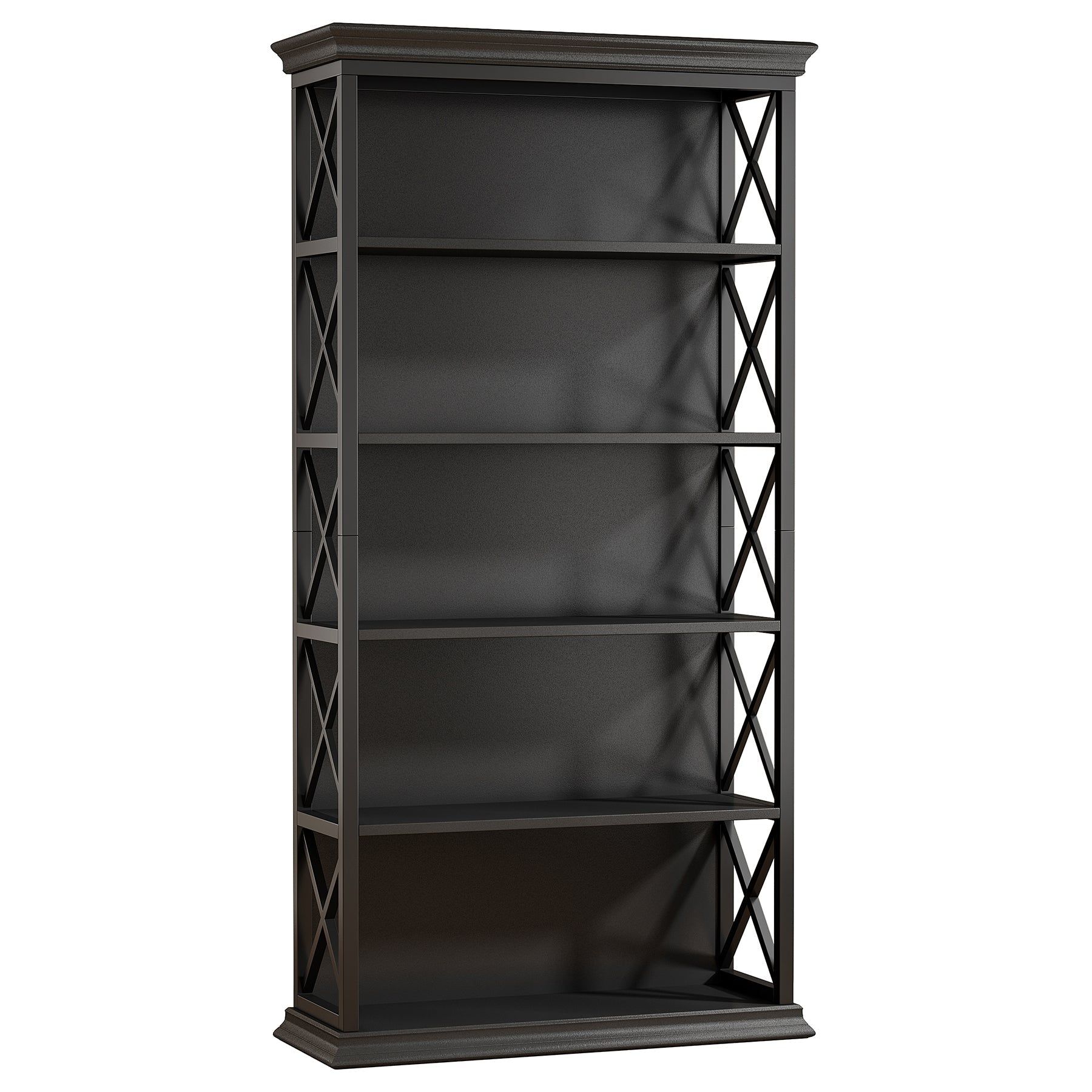 Slickblue - Engineered Wood and Metal Frame 6-Shelf Industrial Etagere Bookcase for Living Room o...