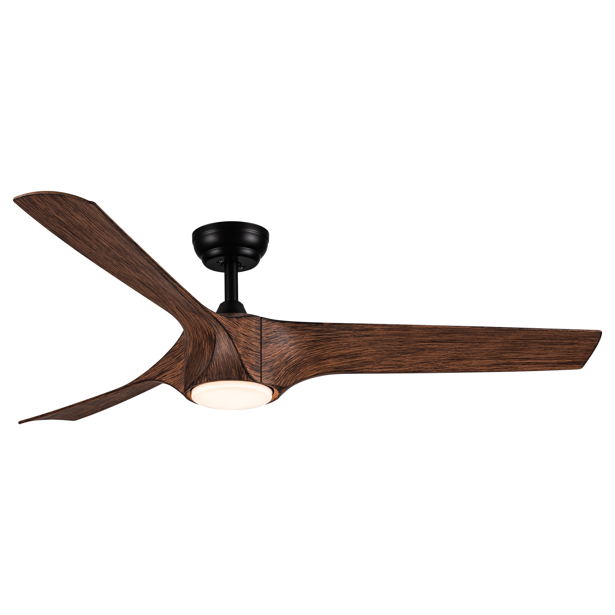 ExBrite DICF0022 56-in Color-Changing Integrated LED Matte Black with Solid Wood Blades Propeller Ceiling Fan With Light - Remote Included ( 3 -Blade )