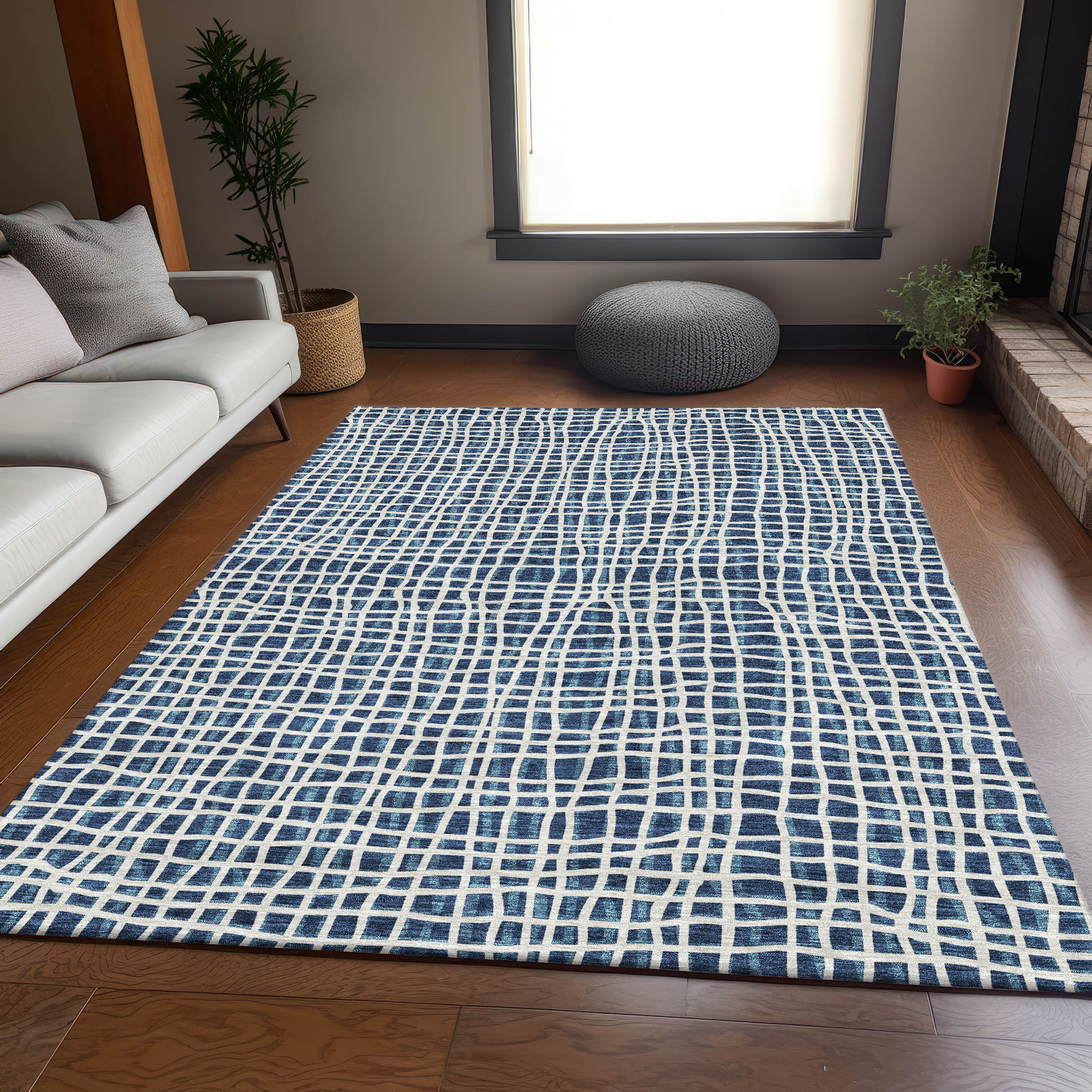 Addison Rugs ACN729NA5X8 Chantille ACN729NA 5 x 7 (ft) Polyester Navy Rectangular Indoor/Outdoor Geometric Machine washable Area rug