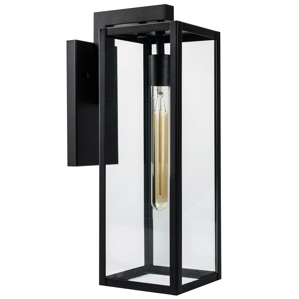 Dimmable Matte Black Tempered Glass Direct Wired Sconce