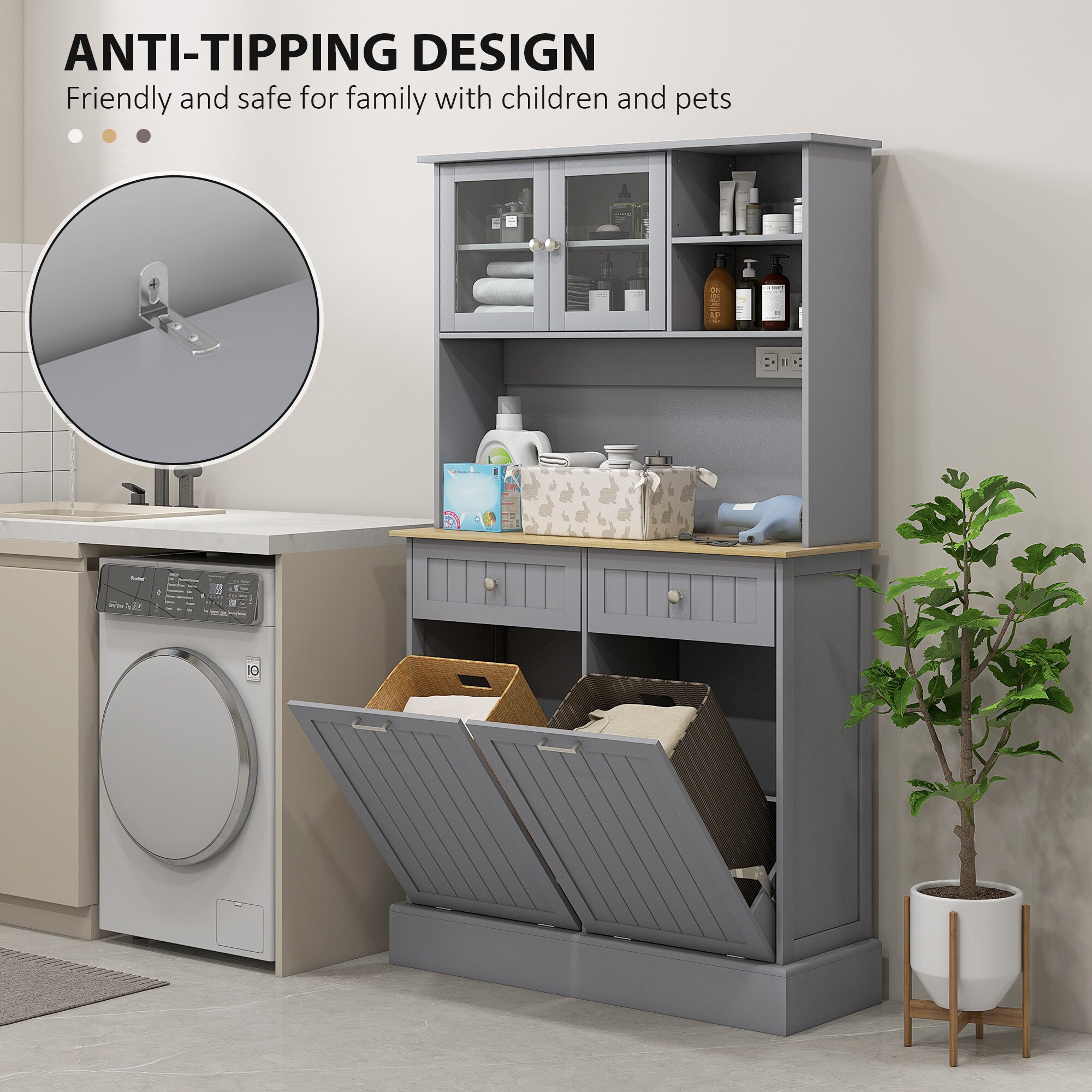 HomCom 83A-142V80GY Pull-Out-Cabinet-Baskets - View #7