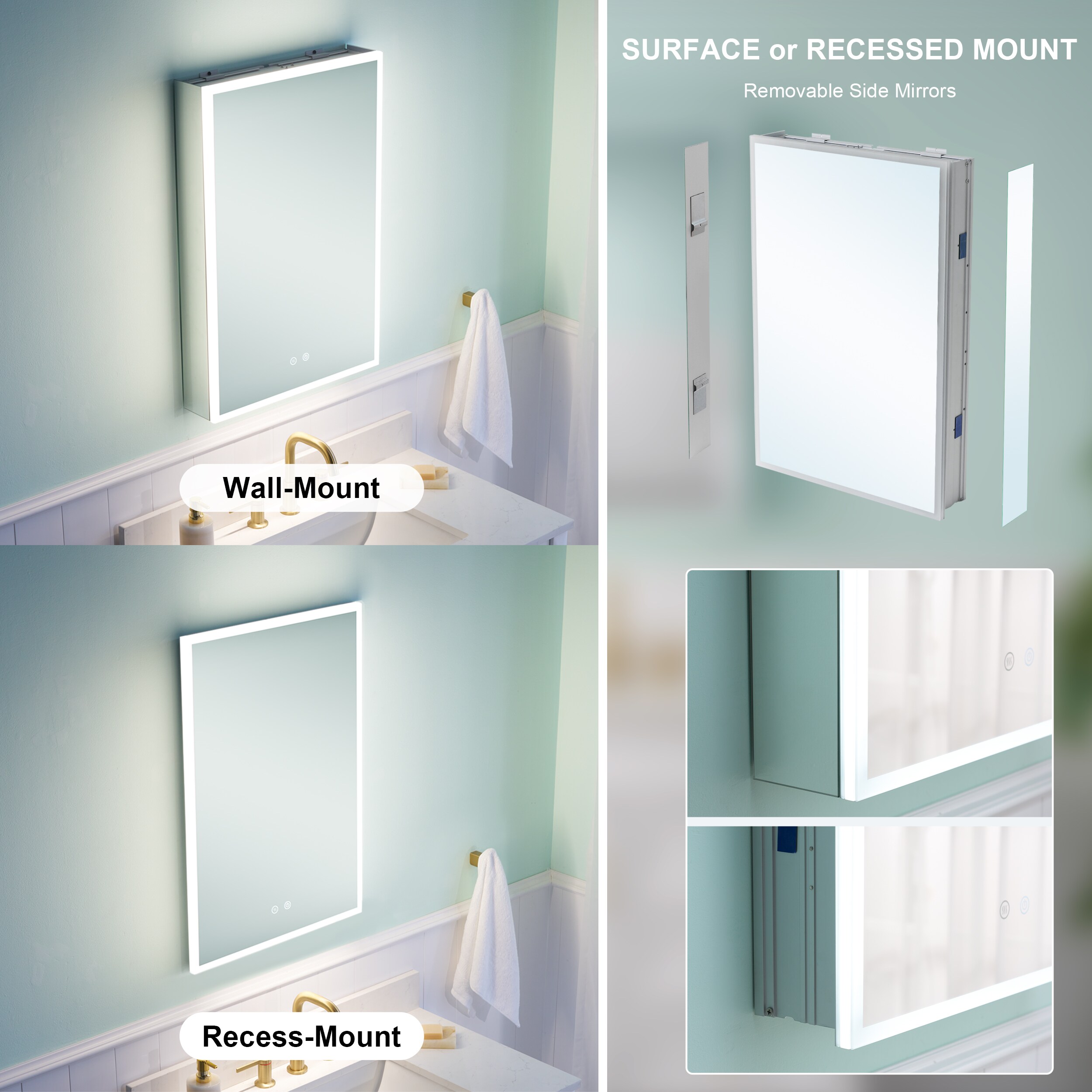 WELLFOR W8MCL2030L Bathroom-Medicine-Cabinets - View #8
