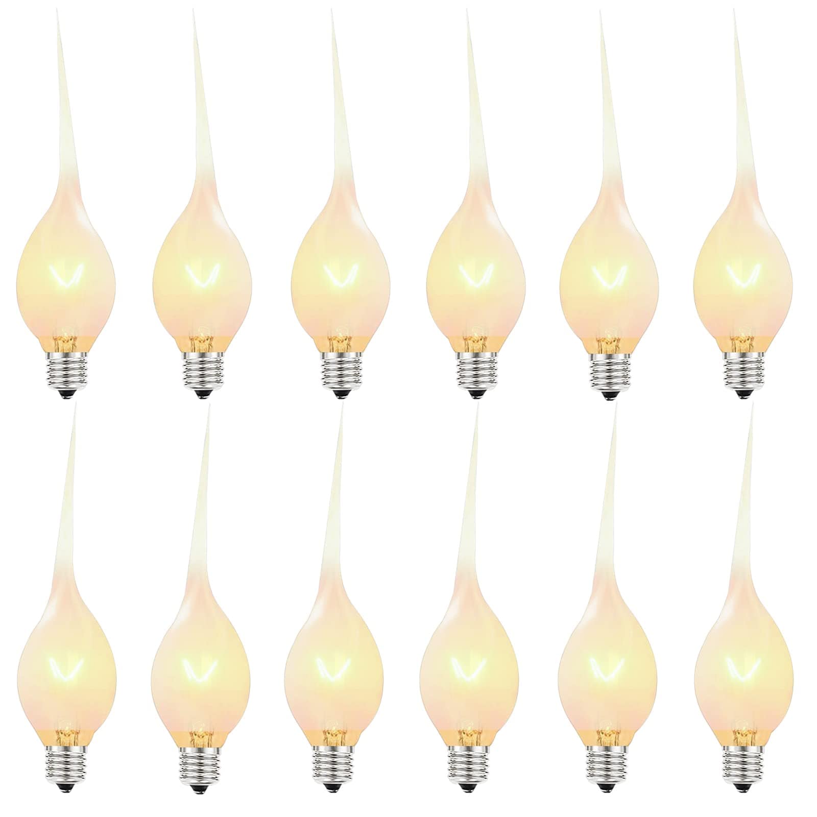 Lukvuzo  Silicone Dipped Candle Light Bulbs 5 Watt Clear C7 E12 Candelabra Base Country Style for Window Candles Chandeliers 12 pack