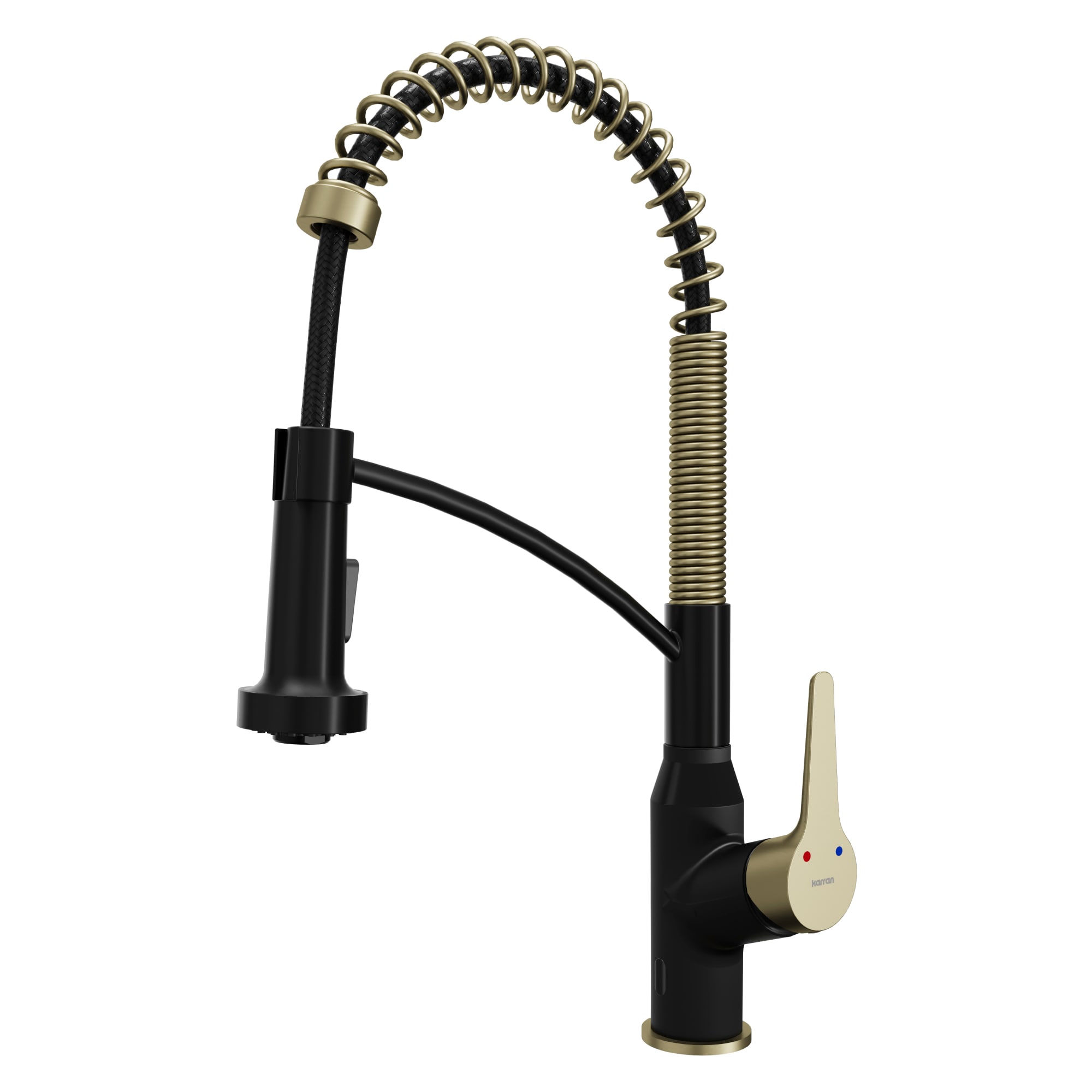 Karran KKF215MBBG Matte Black and Brushed Gold Single Handle Deck-mount Touchless Pull-down Kitchen Faucet with Sprayer