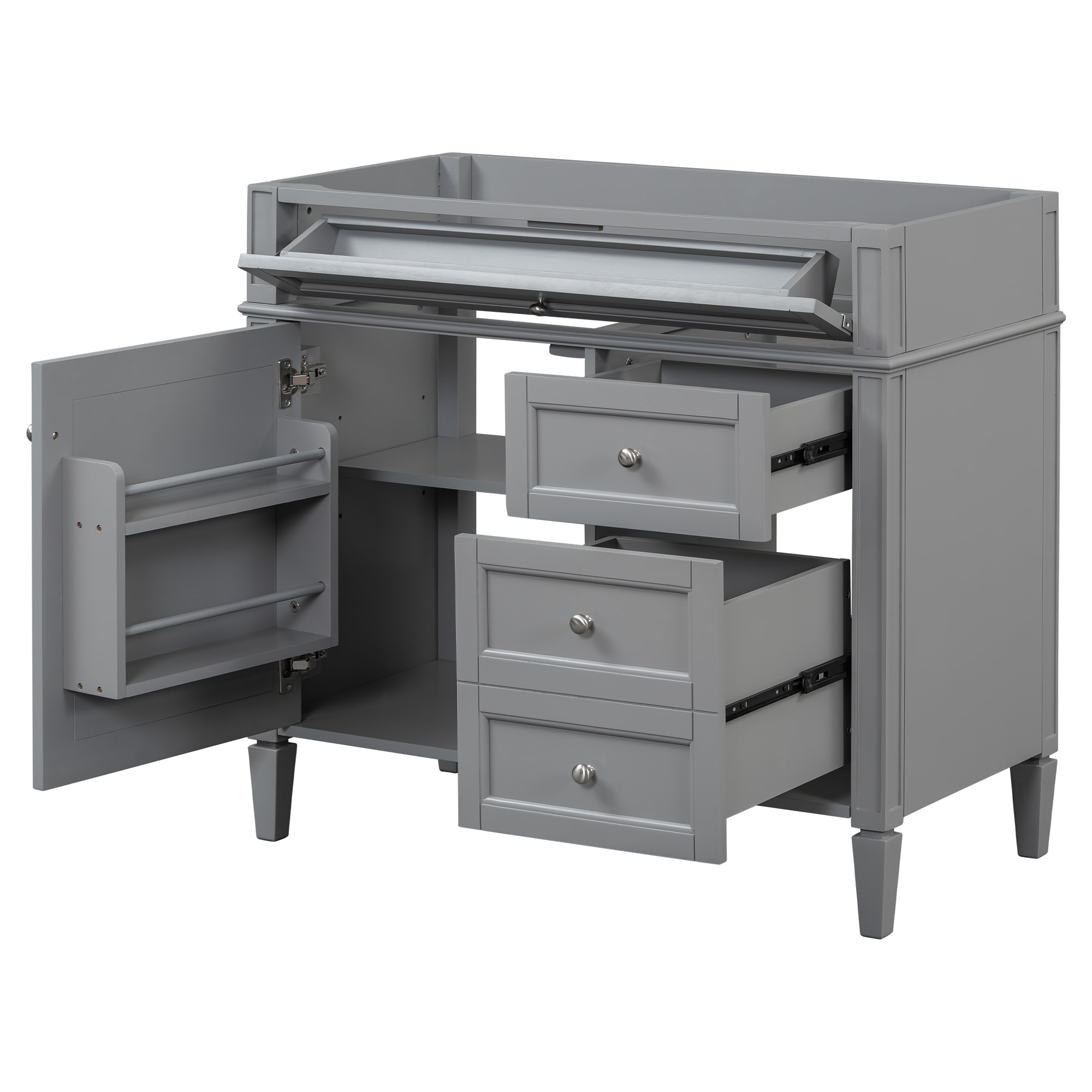 Tinyhomie 36inch Bathroom Vanity without Top Sink Modern Bathroom Storage Cabinet with 2 Drawers and a Tip-out Drawer Solid Wood Frame NOT INCLUDE BASIN SINK