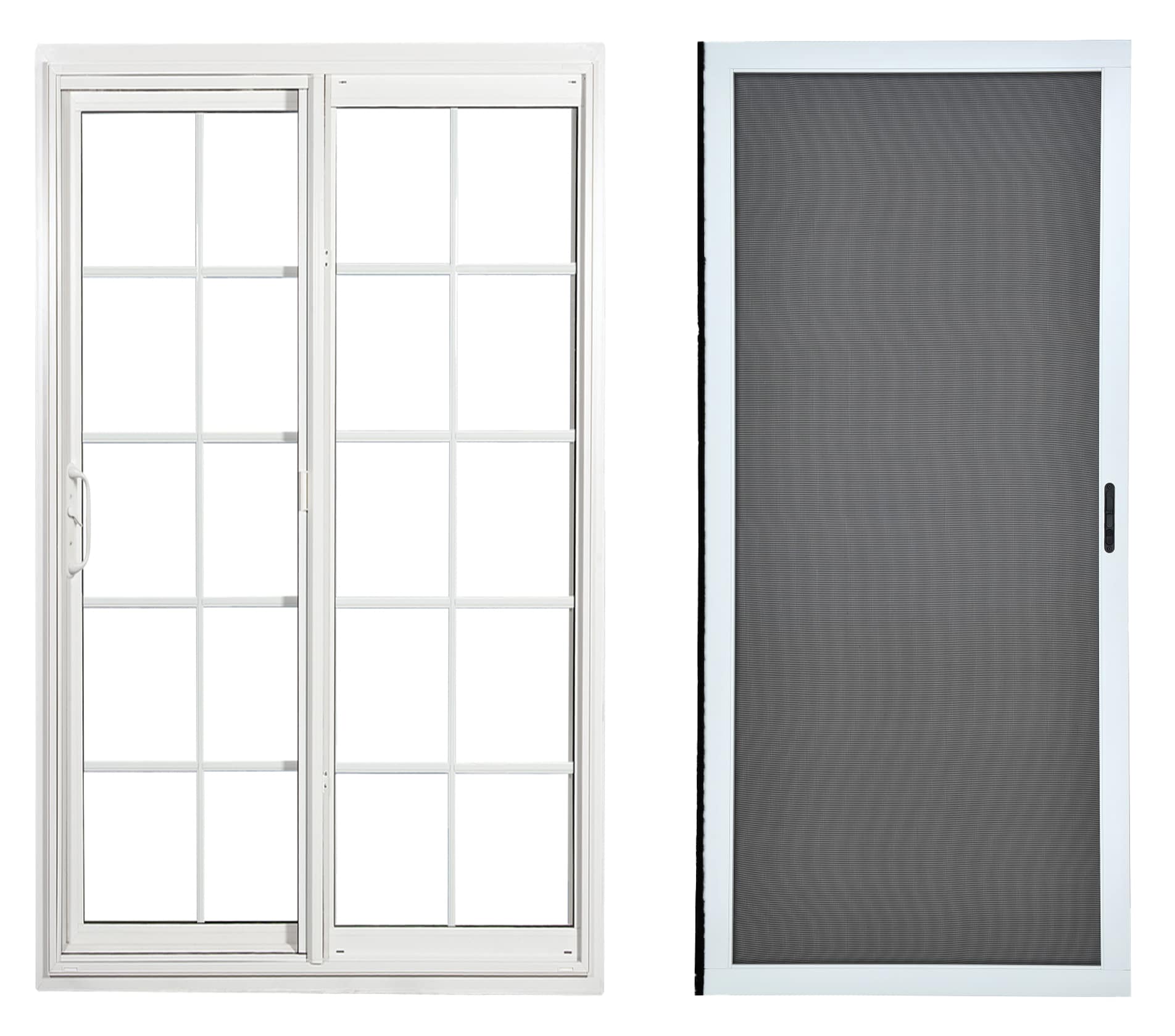 Shop Reliabilt 72 In X 80 In Tempered Grilles Between The Glass White Vinyl Universal Sliding