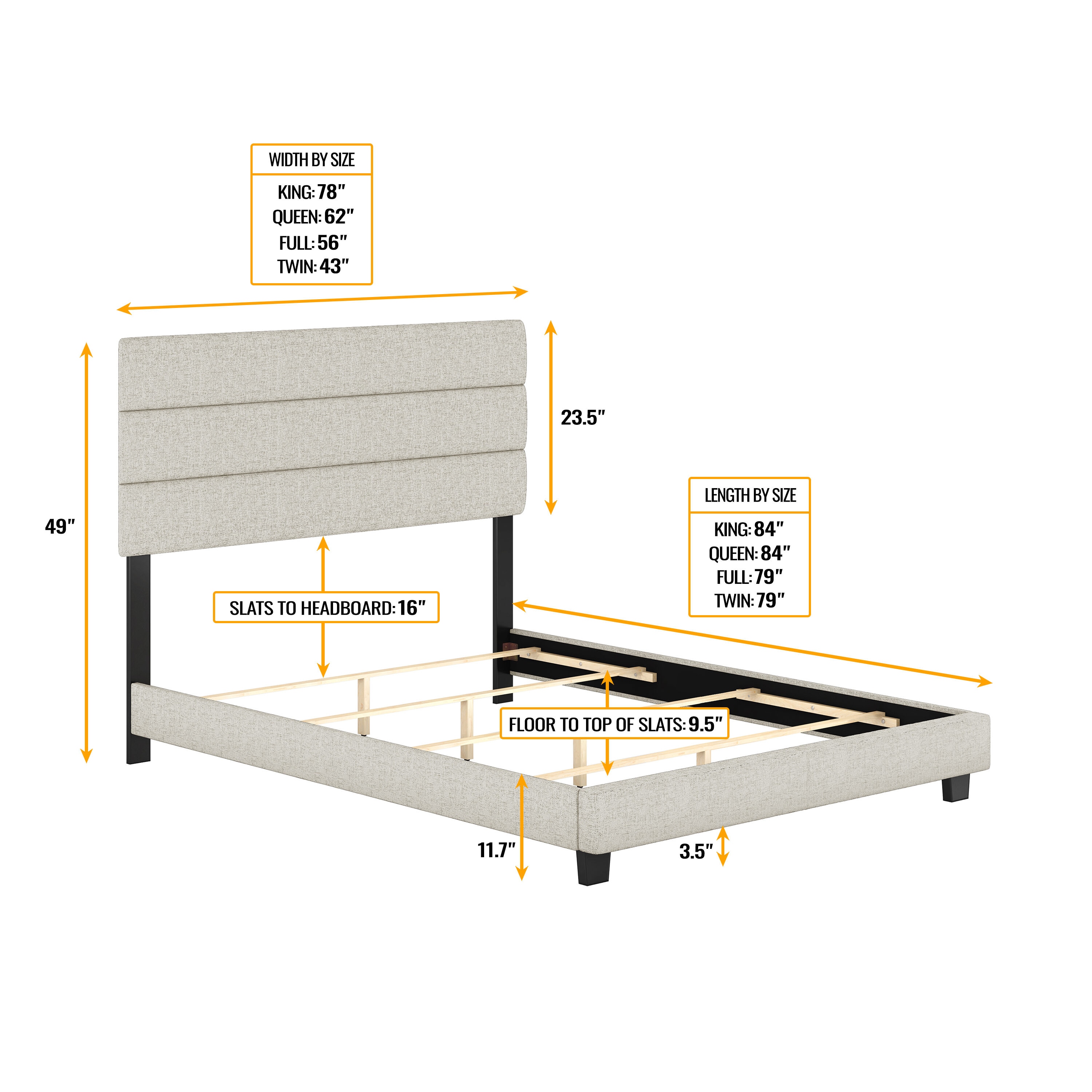 PerformaRest Ravenna Egg Shell Queen Upholstered Platform Bed in the ...