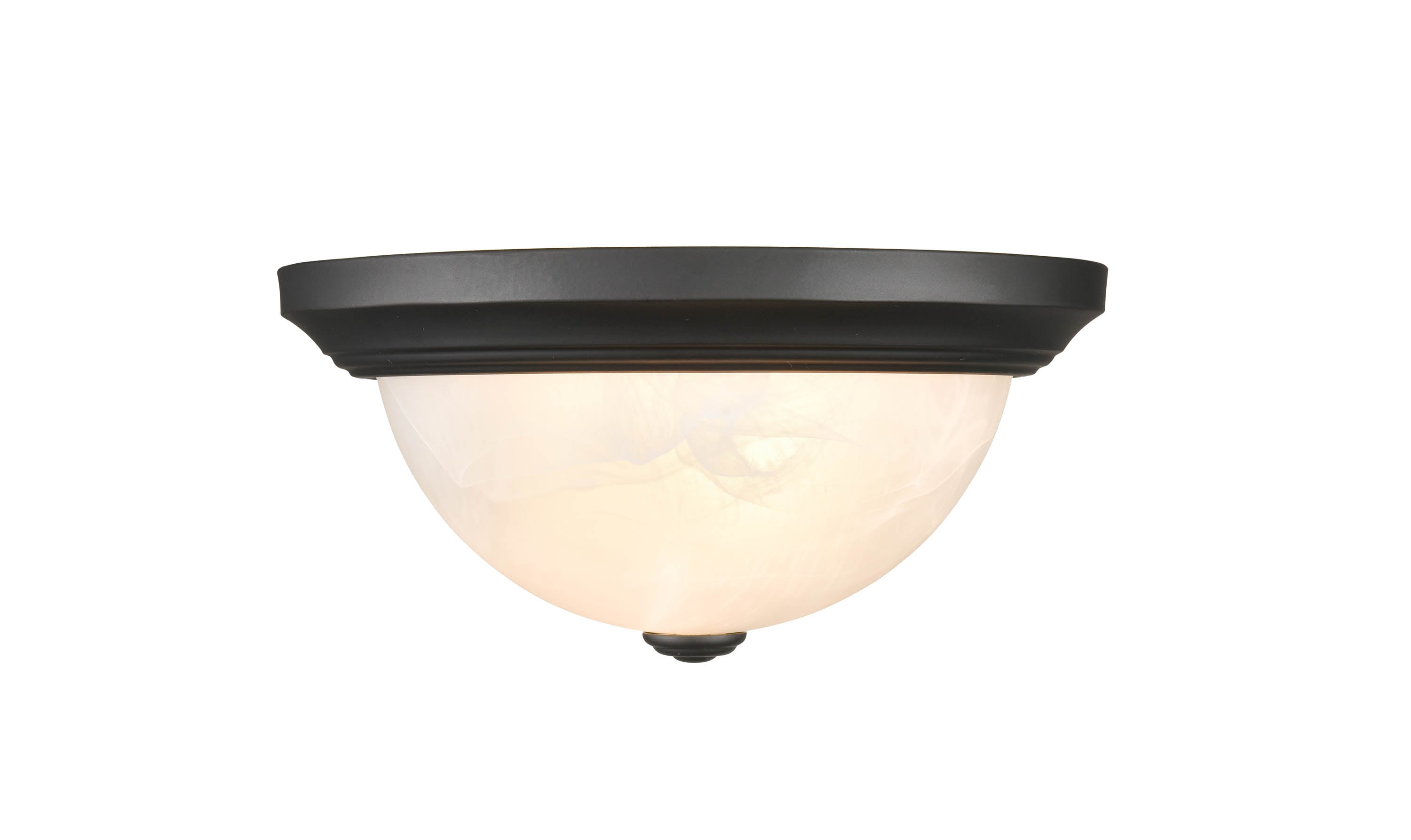 Matte Black and Chrome Glass Bowl Flushmount Light