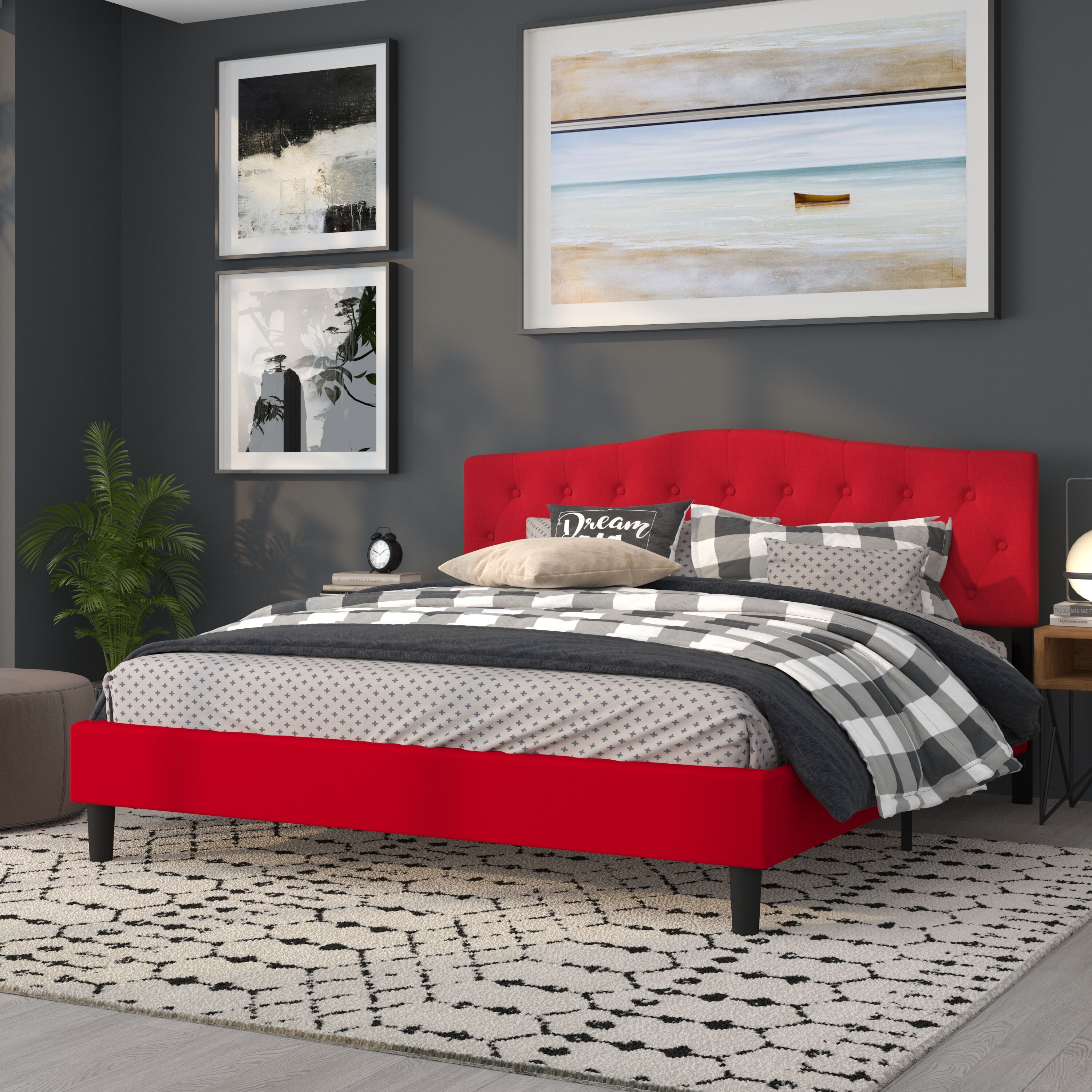 Flash Furniture Cambridge Red King Polyester Upholstered Headboard at  Lowes.com