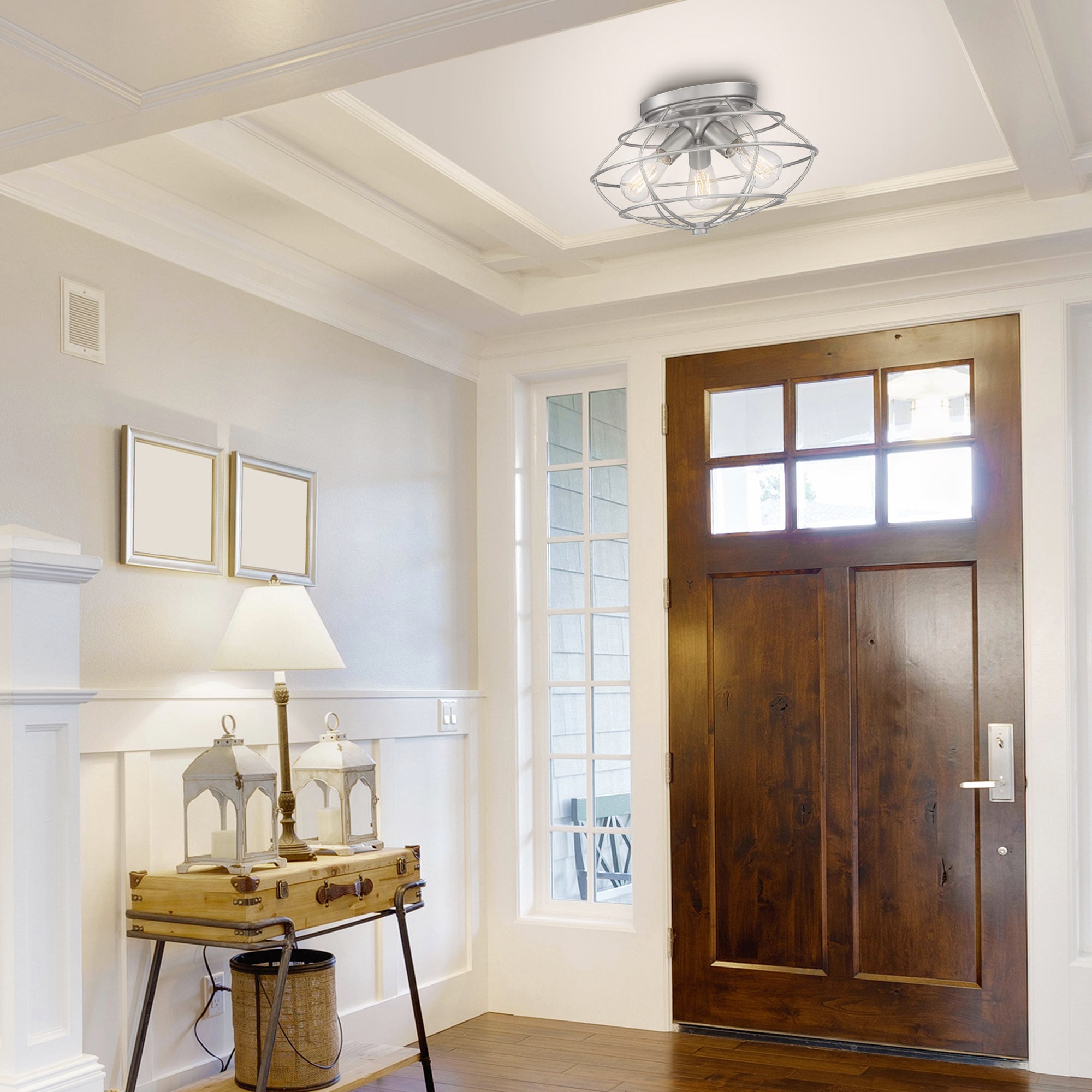 Designers Fountain 1260-BN Jax 3 -Light 15-in Brushed Nickel Flush Mount Light