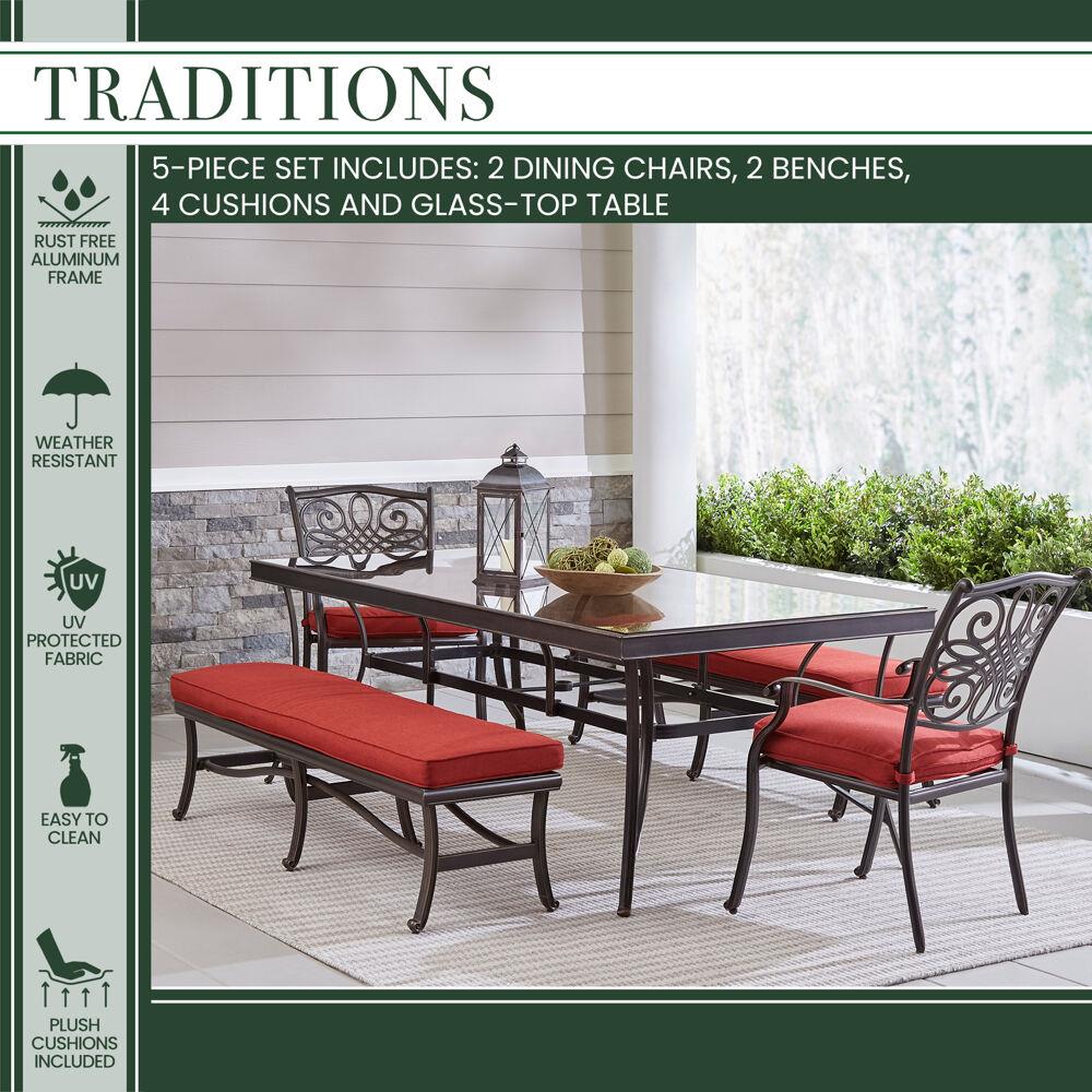 Hanover TRADDN5PCGBN-RED Patio-Dining-Sets - View #2