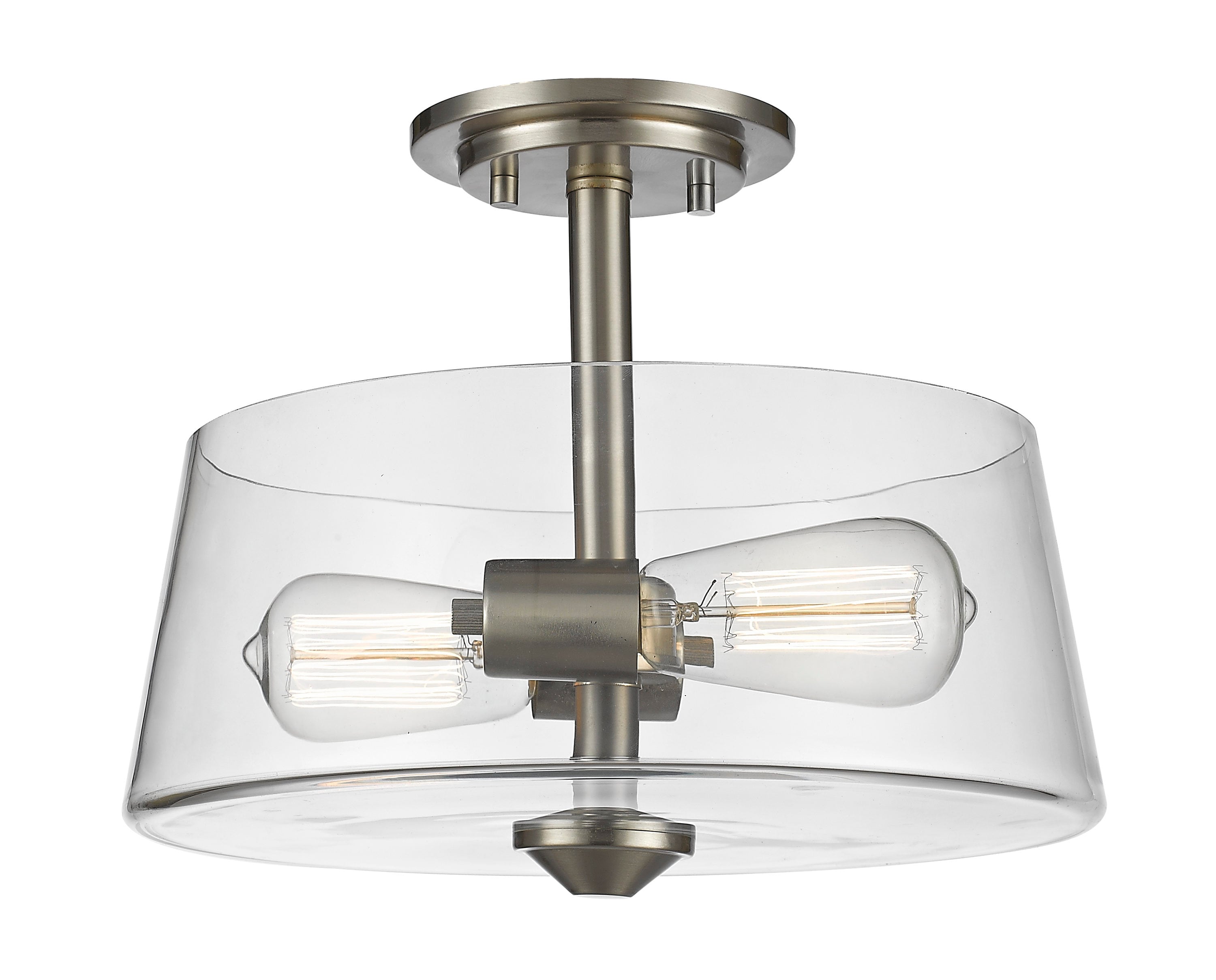 Z-Lite 428SF2-BN Annora 2 -Light 12.00-in Brushed Nickel Semi Flush Mount Light ENERGY STAR Certified