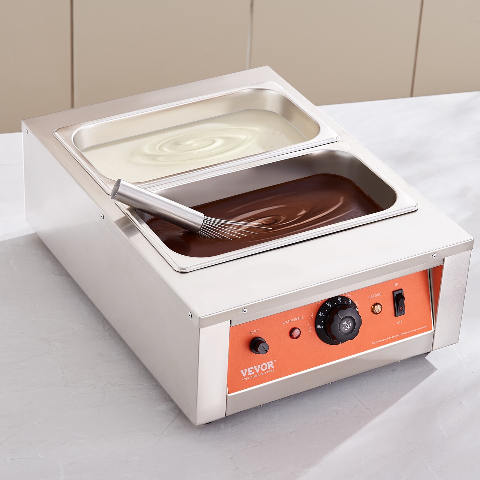 VEVOR Chocolate Tempering Machine, 17.6 Lbs 2 Tanks Chocolate Melting Pot Temp Control 1500W Stainless Steel Electric Commercial Food Warmer For Am Melting and Heating Q1761500W30423AN2V1 Sansujyuku sansujyuku.com