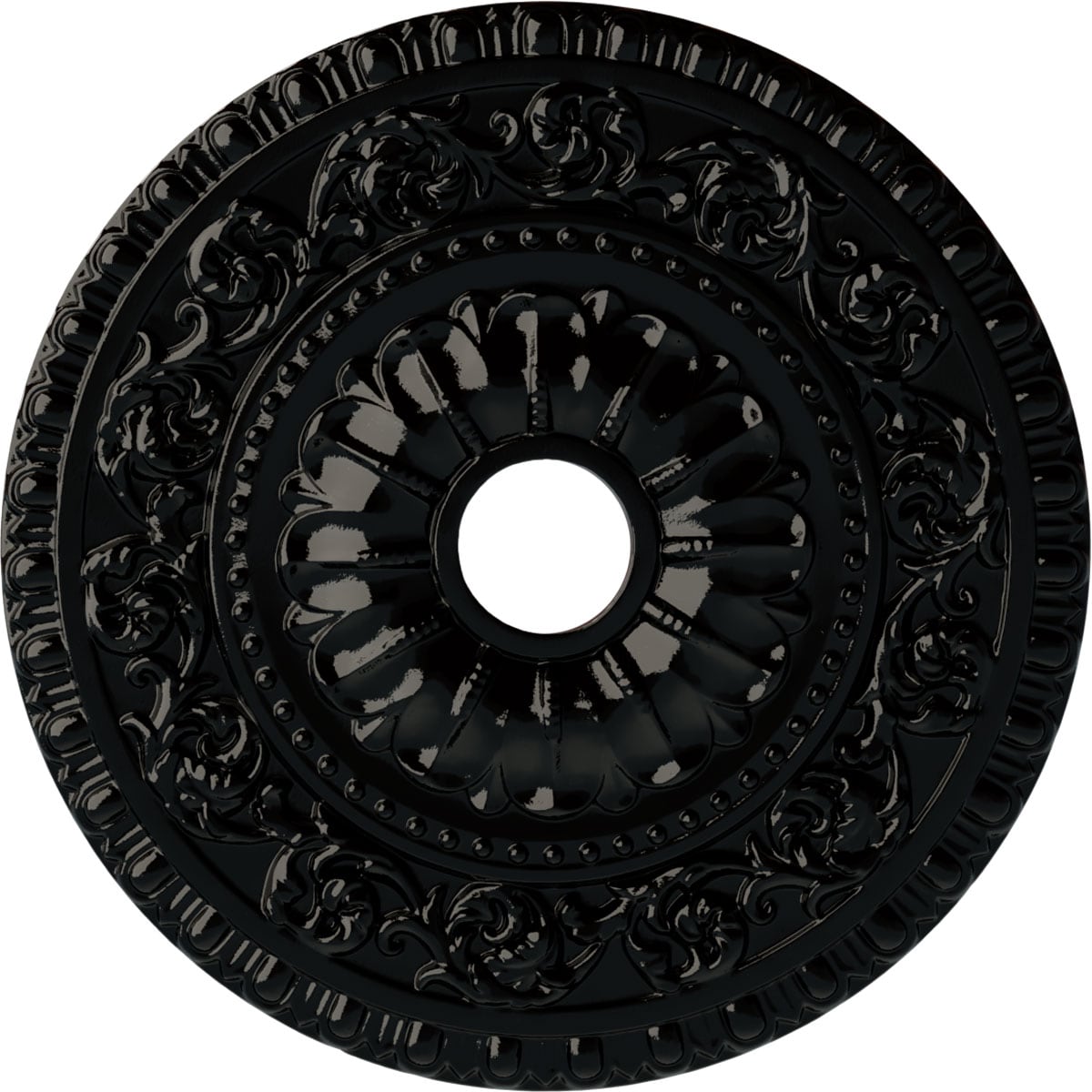 Ekena Millwork CM23VABPS Vaduz 23.5-in W x 23.5-in L Painted Black Pearl Polyurethane Whole Ceiling Medallion