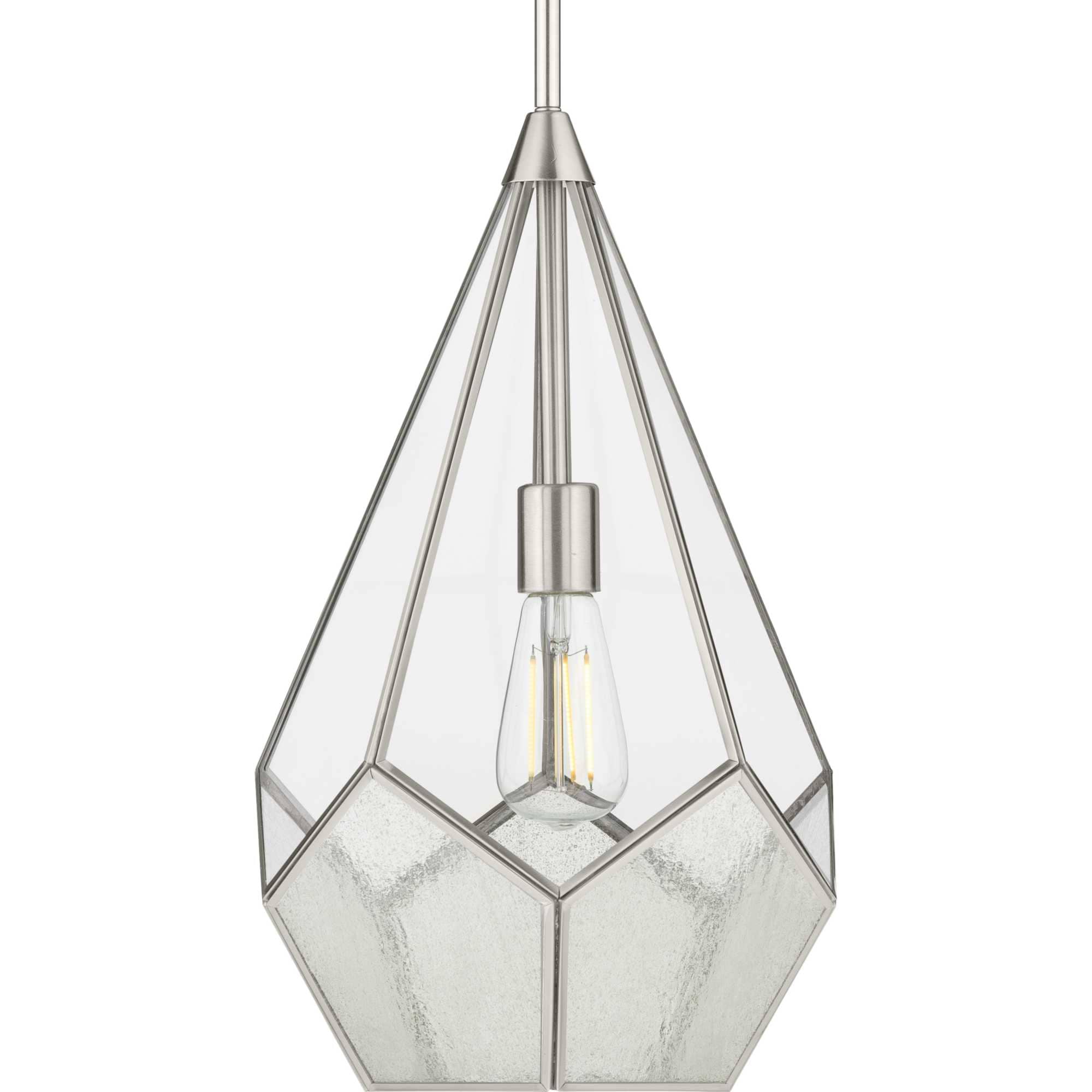 Cinq Brushed Nickel Geometric Glass Pendant Light
