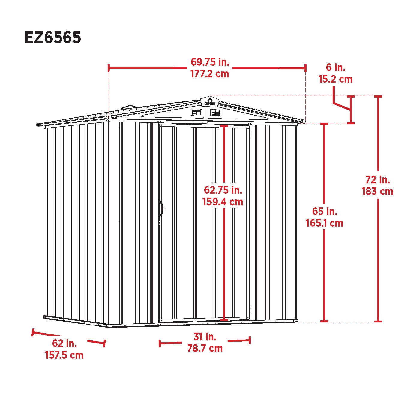 Arrow EZ6565LVCC Metal-Storage-Buildings-Sheds - View #3