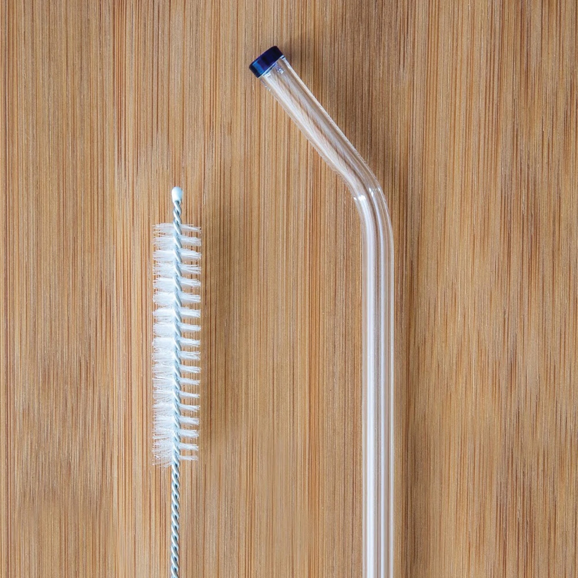 Better Houseware Clear Glass Straws - Set of 5 Color-Tipped Straws
