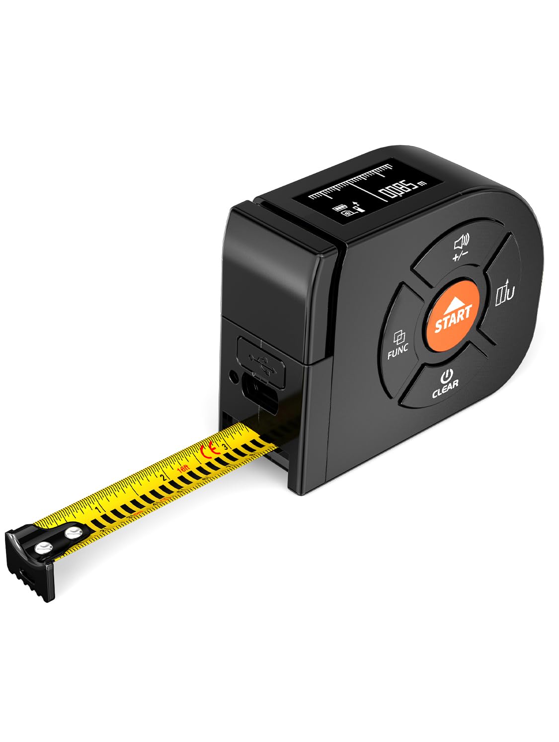 DYRCJ  Laser Tape Measure 3 in 1 196ft Laser Distance Meter 16ft Digital Tape Measure with Area Volume Pythagorean Mode renewable power