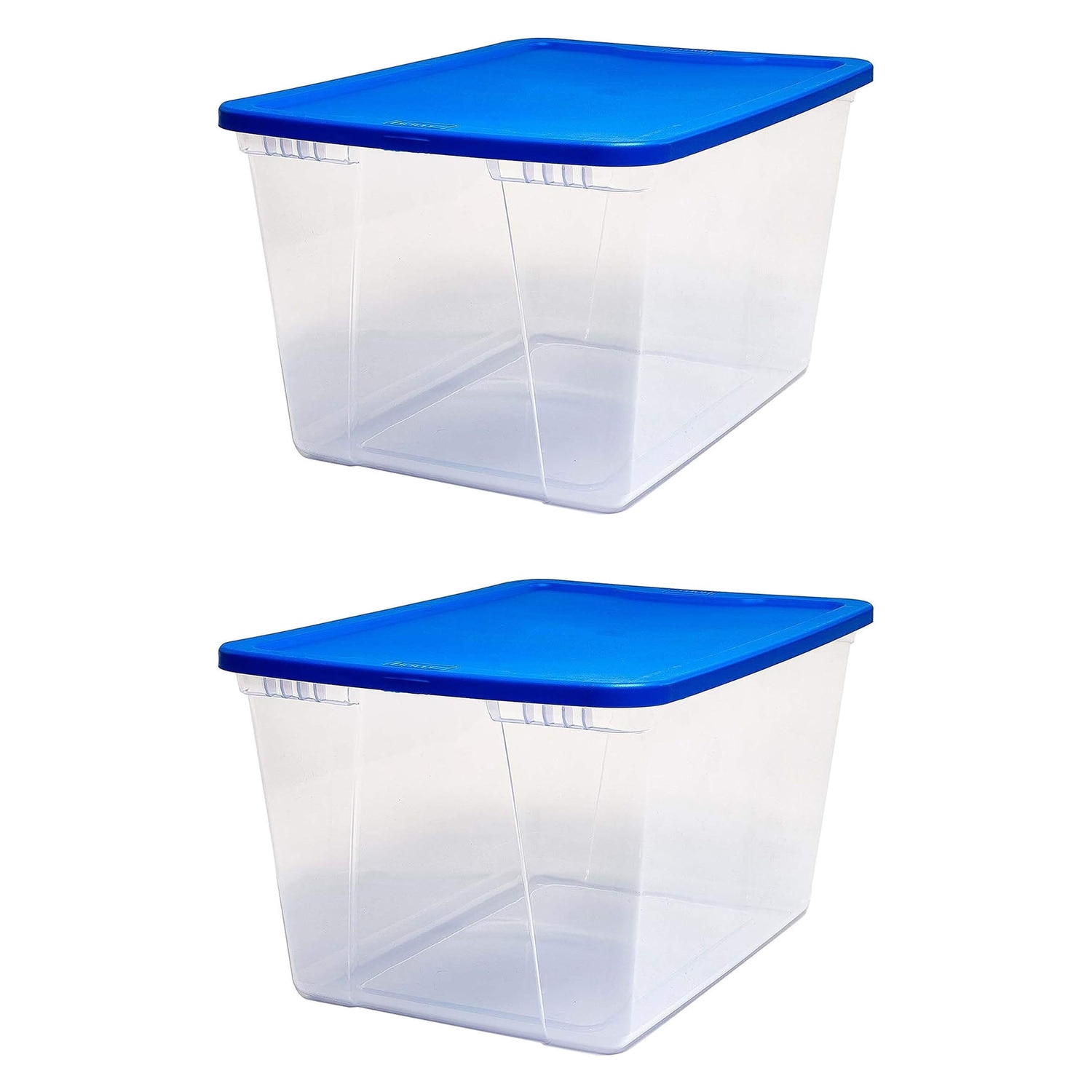 Homz Products 323715 2 -Pack Large 14 -Gallons ( 56 -Quarts ) Blue - 56 QT Stackable Tote with Standard Snap Lid