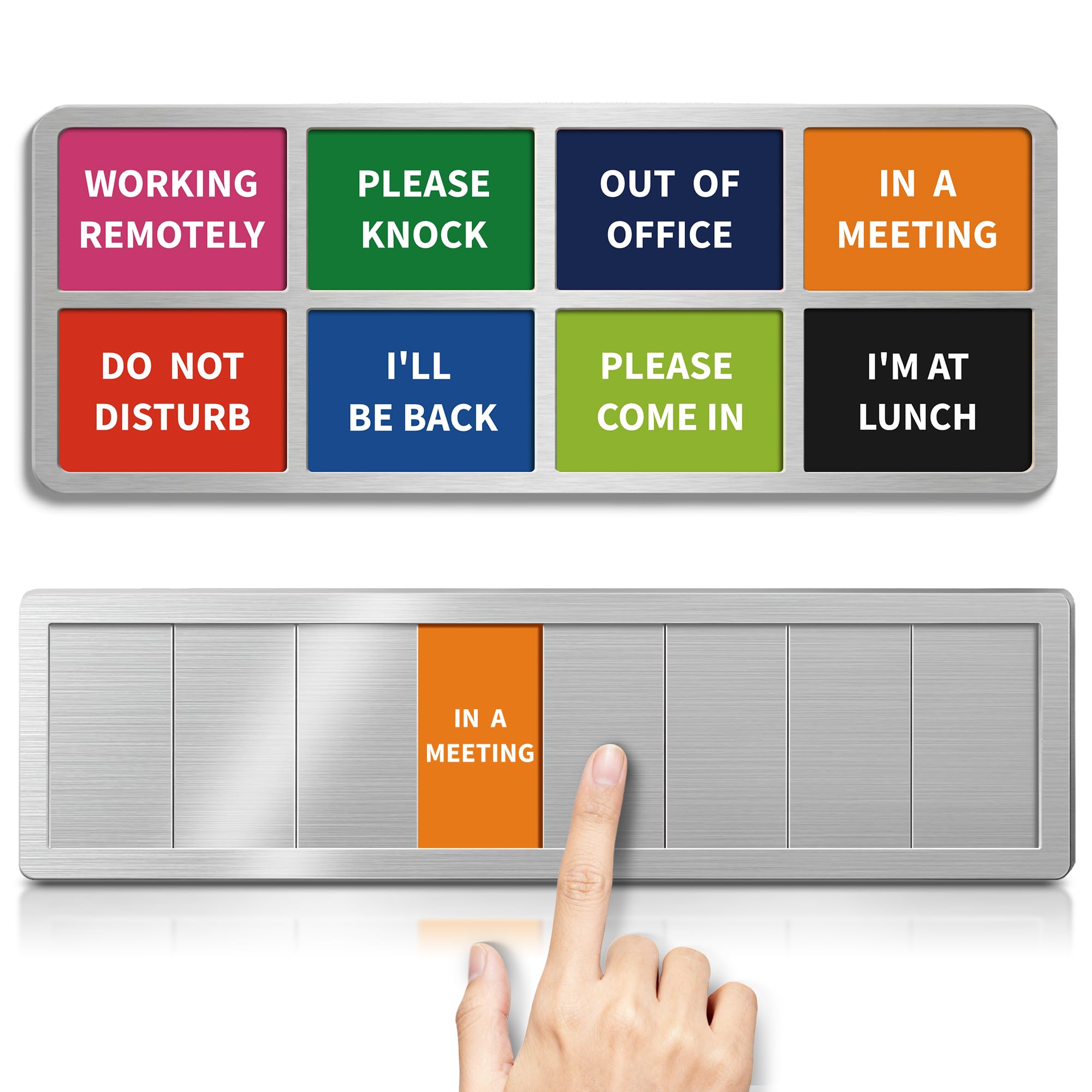 Afoxsos  Office Door Signs with Eight Privacy Status Options Easy to Read Sliding Design for Workplace and Home Office Use
